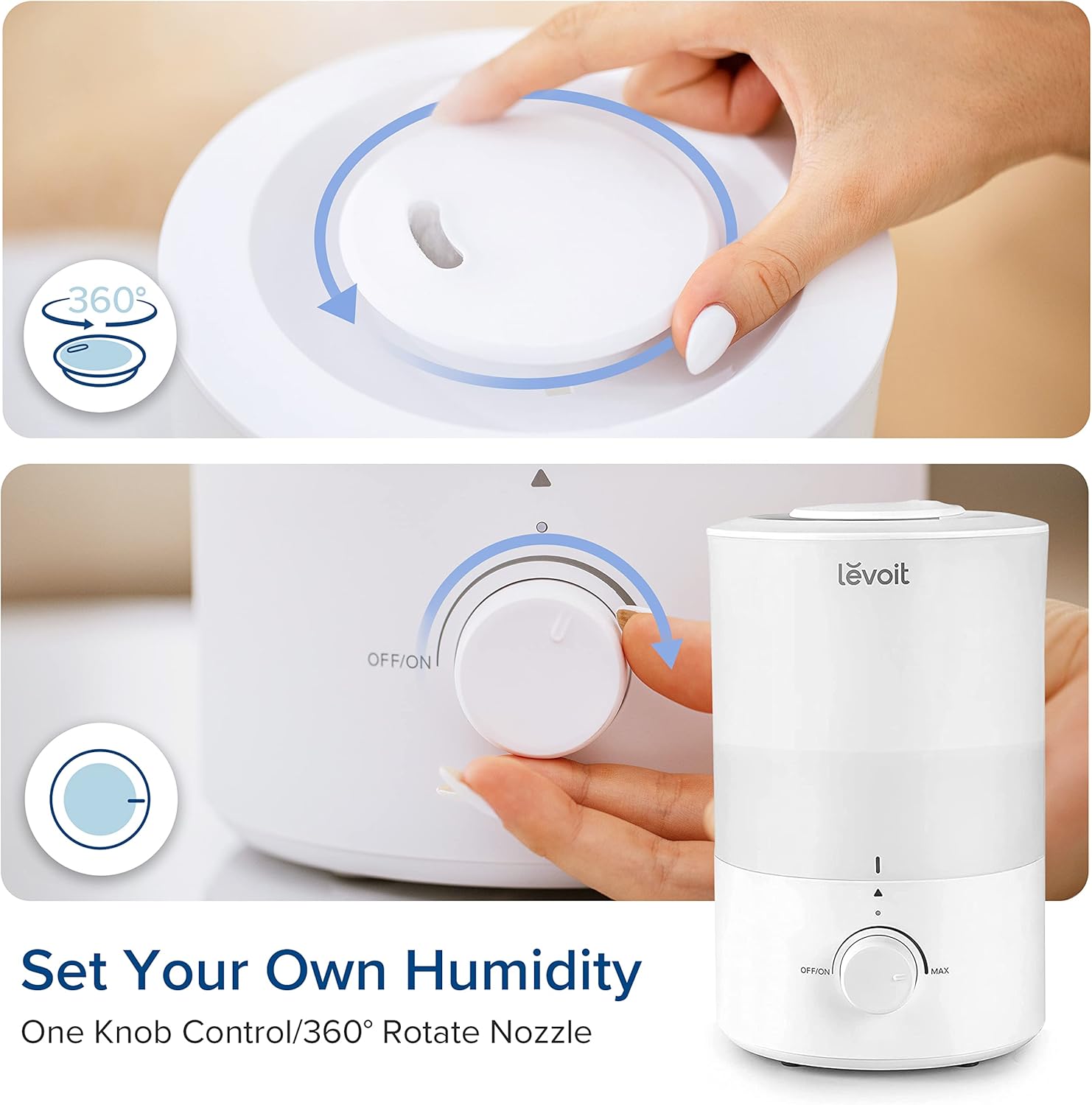 LEVOIT Humidifier Cool Mist Top Fill for Bedroom