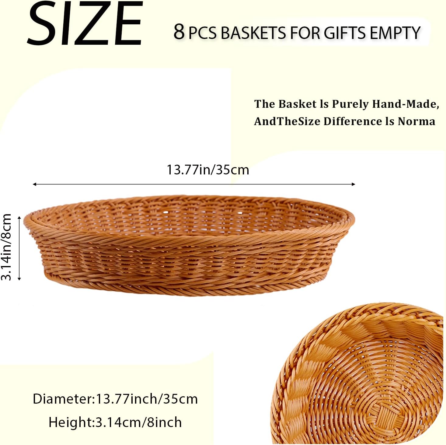 JUEGD Bread Basket 138x3 Inch 8 Pack Plastic Woven Basket