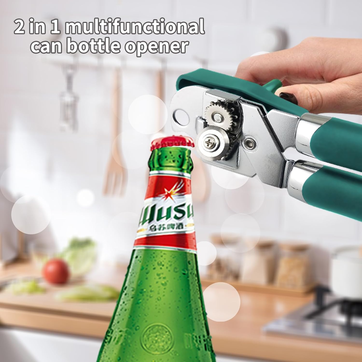 Safring Manual Can Opener with Bottle Opener Heavy Duty Stainless Steel