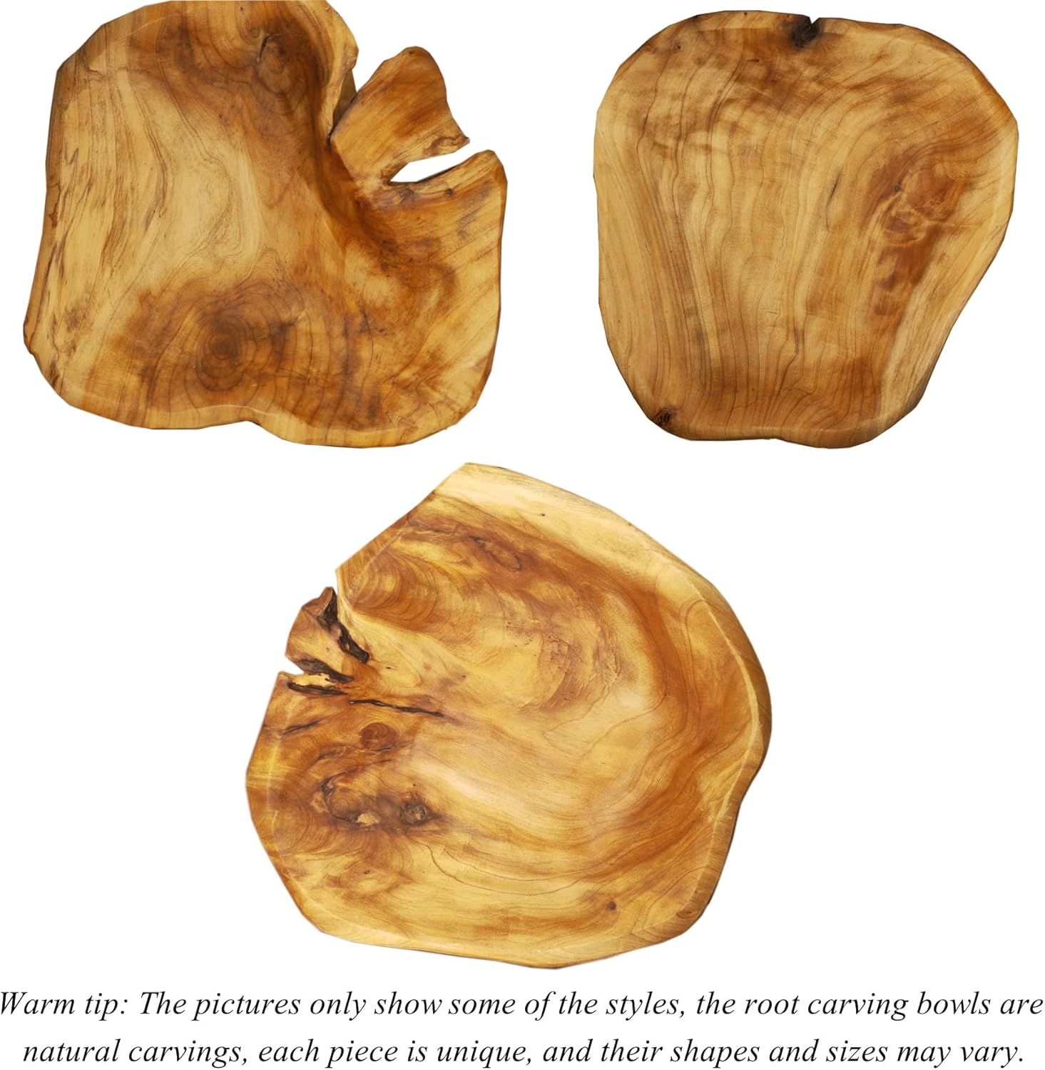 Handmade Natural Root Wood Bowl 12-14 Inches Unique