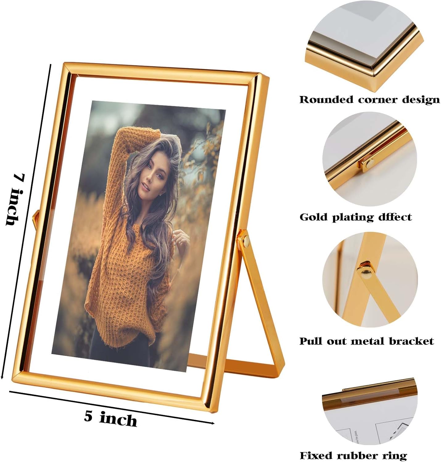 Xinkerco 5x7 Floating Gold Picture Frame 2 Pack