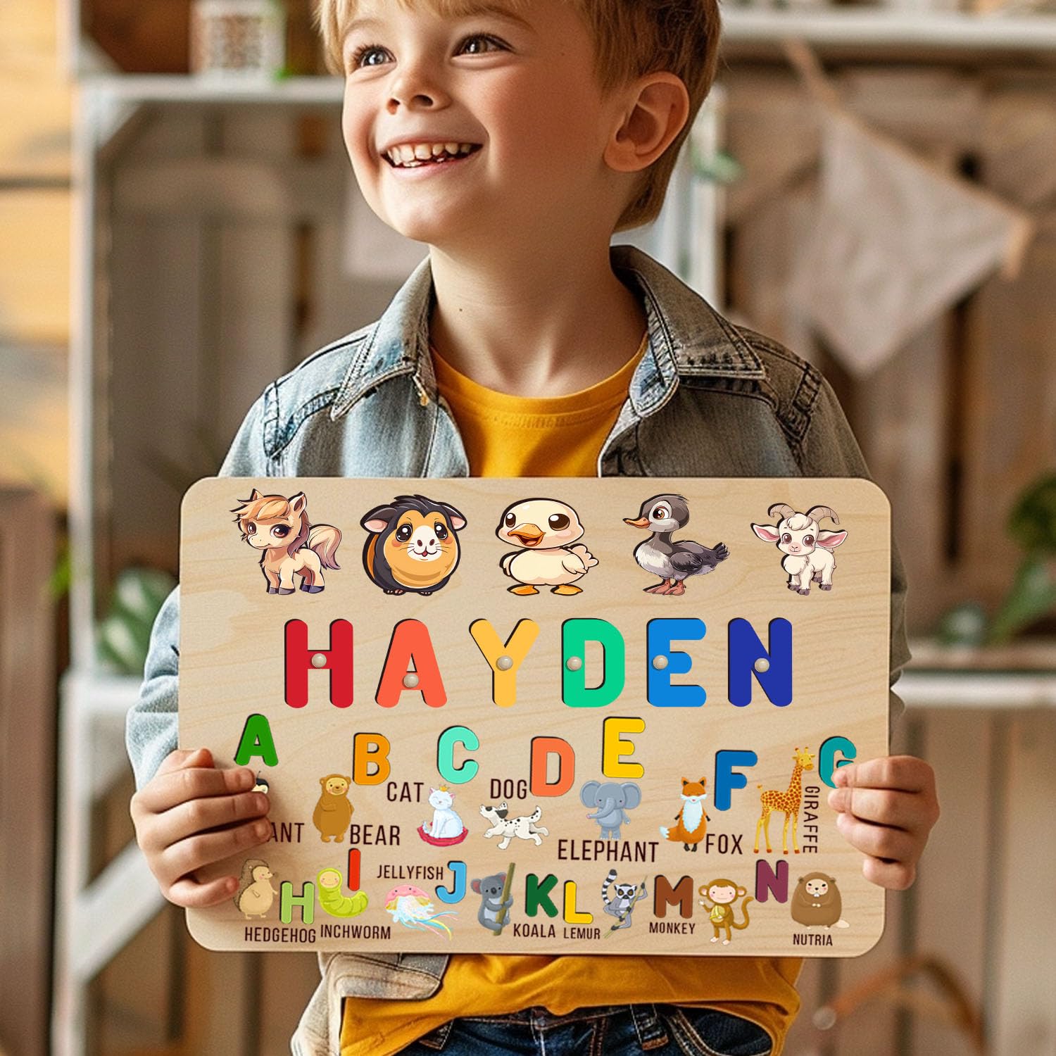 Personalized Wooden Name Puzzle For Kids 1-3