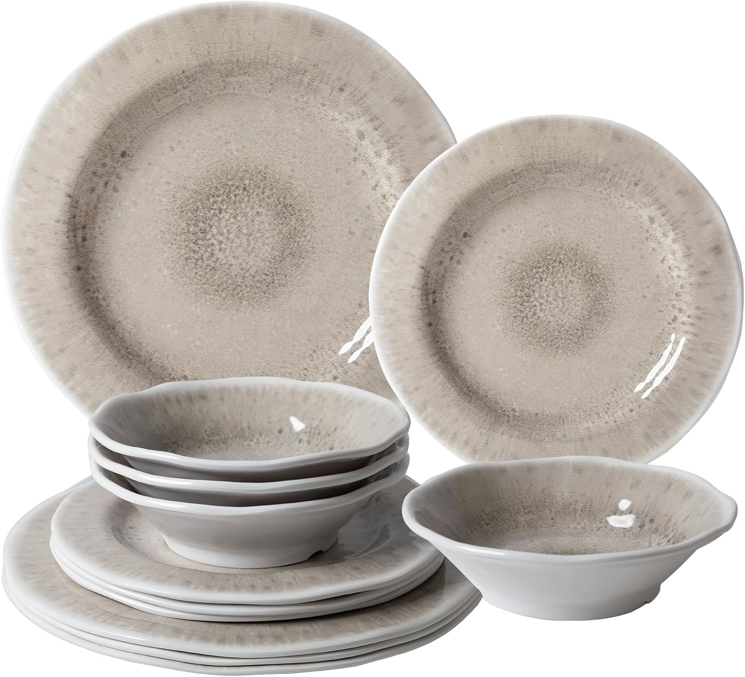 ZAROCRUS 12 Piece Melamine Dinnerware Set for 4