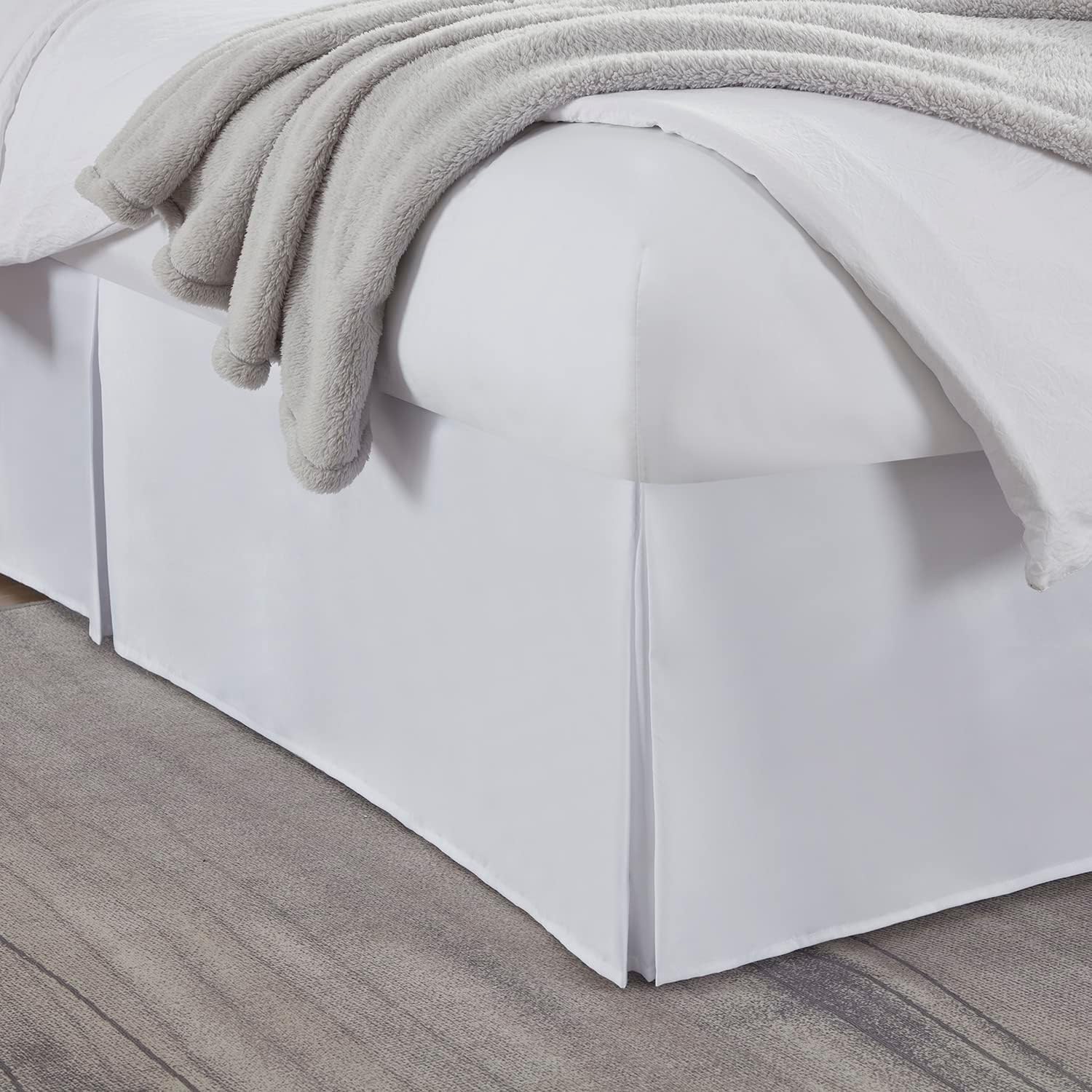 Nestl White Bed Skirt Queen Size 14 Inch Drop
