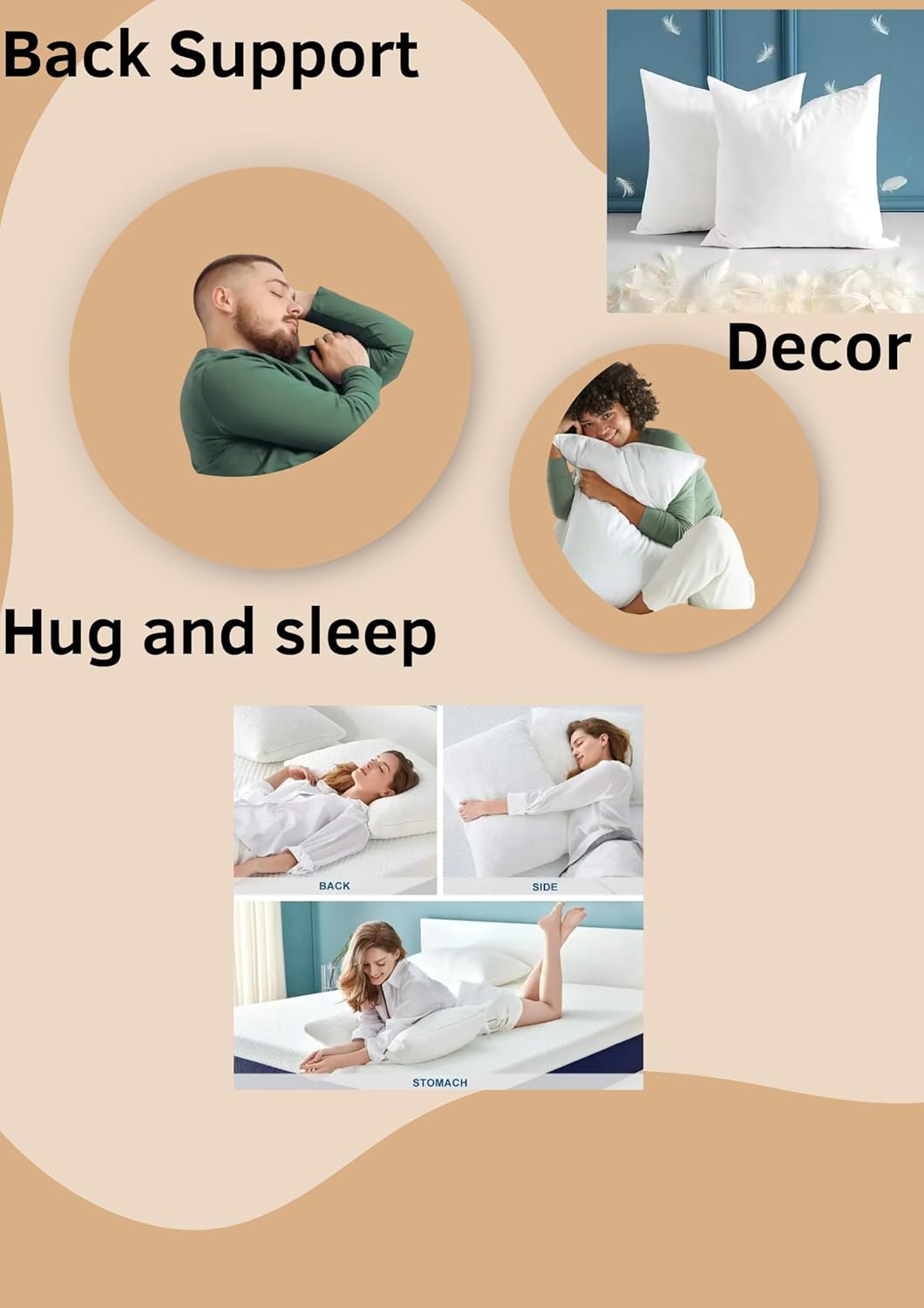 SEQ 20x20 Duck Feather Pillow Inserts - Set of 2