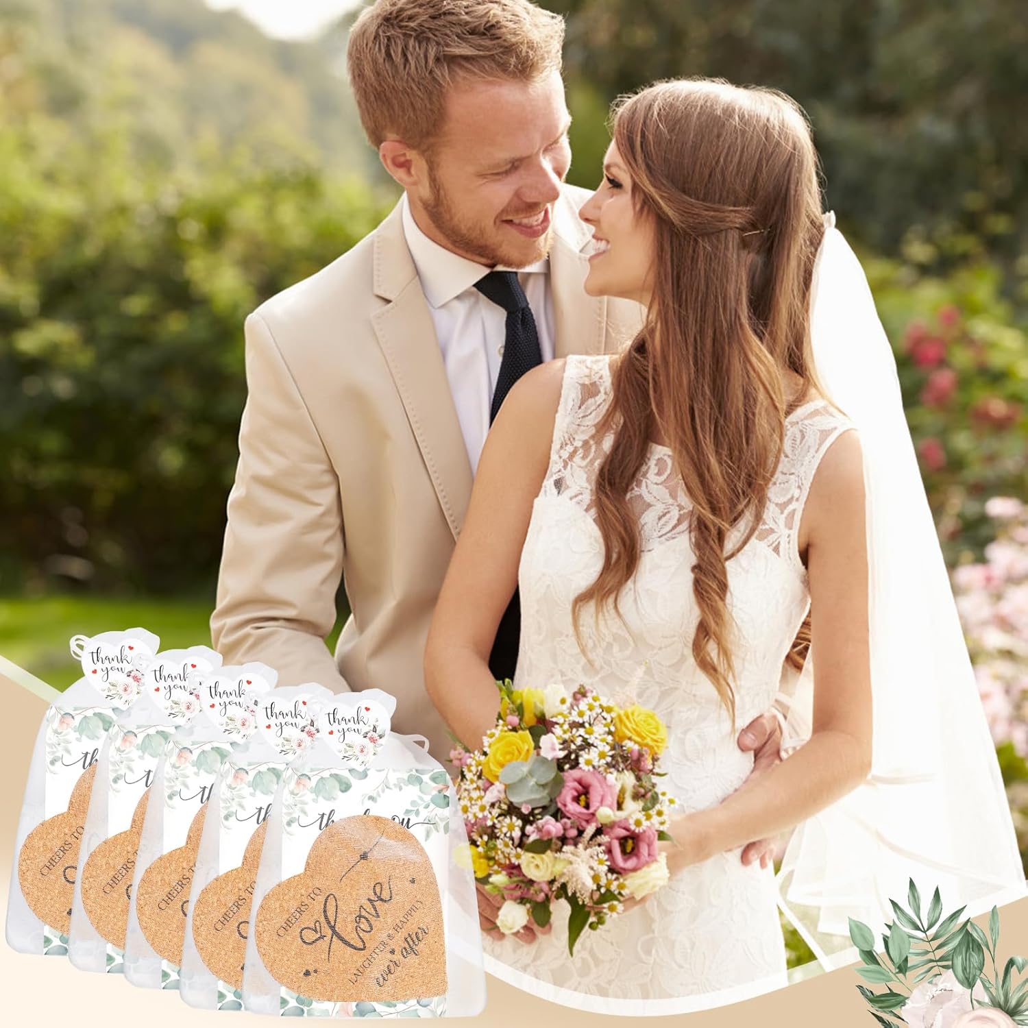 100 Set Heart Shaped Coasters Wedding Favors