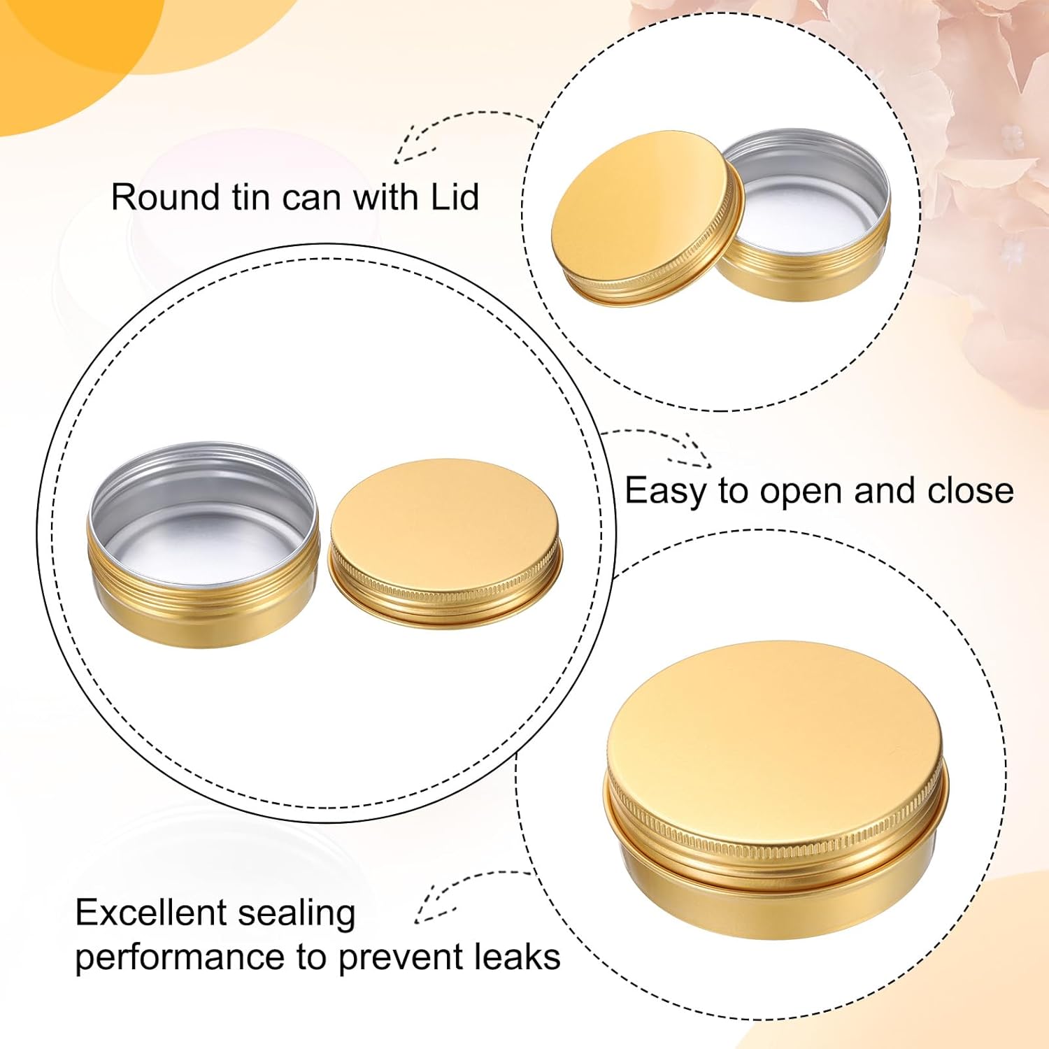 Uxcell 2 Oz Aluminum Tin Cans 48 Pcs Gold Set