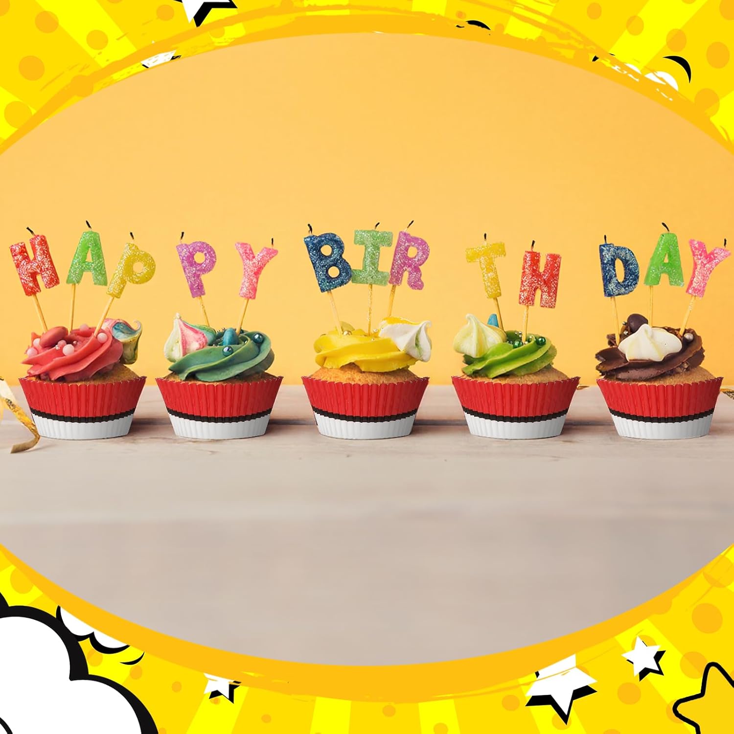 300 Pcs Red White Baking Cupcake Liners for Parties