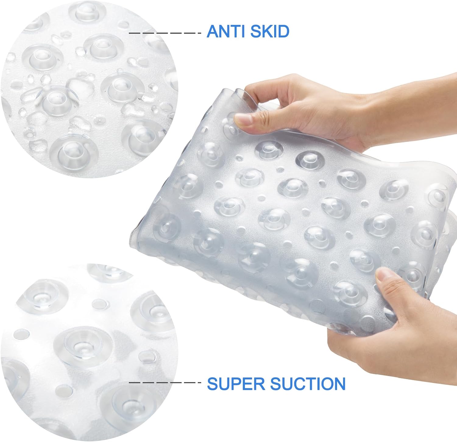 AmazerBath Bath Tub Mat - Non Slip with Suction Cups and Drain Holes