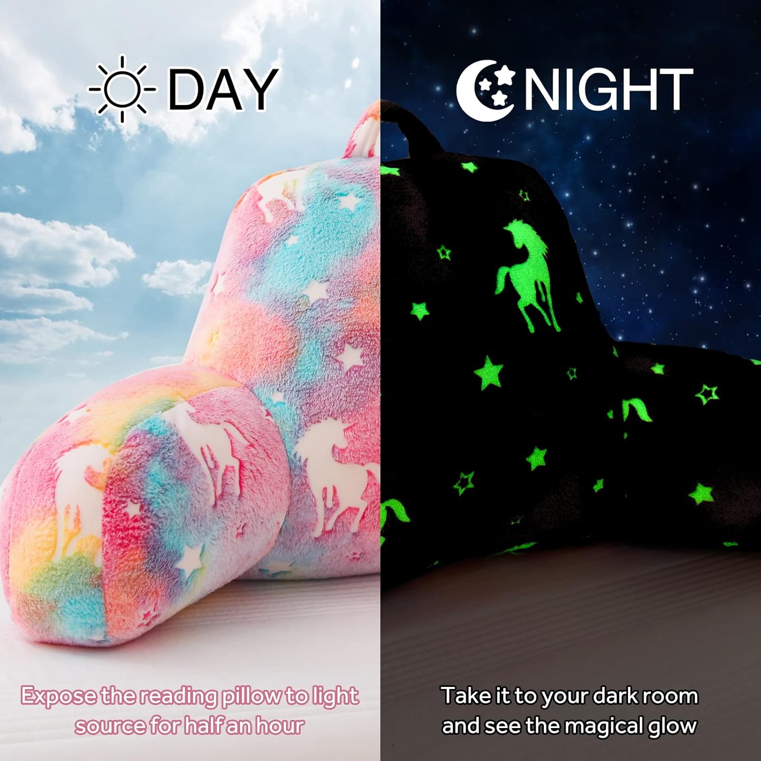 A Nice Night Unicorn Reading Pillow Glow in the Dark
