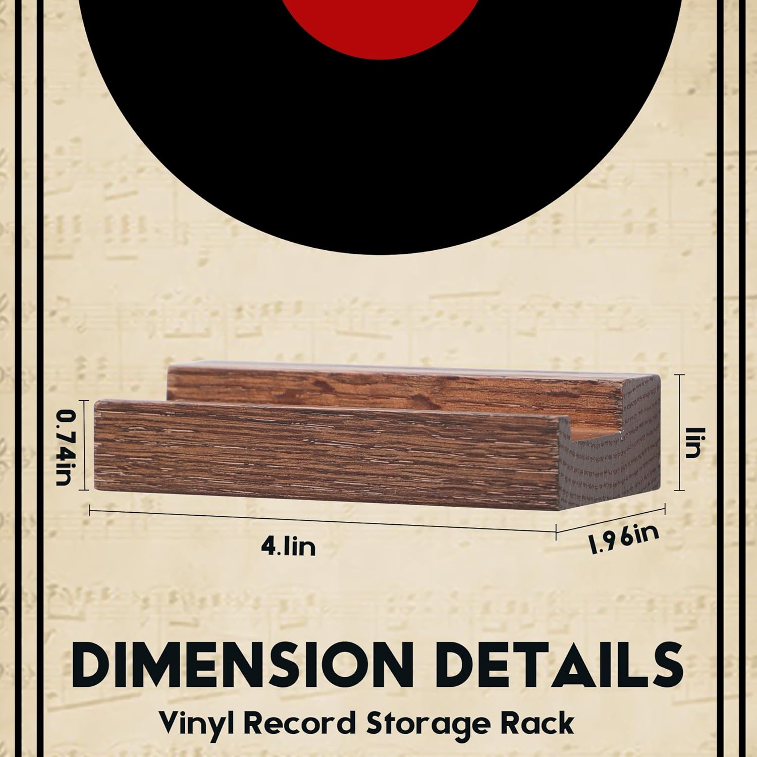Wood Vinyl Record Shelf Wall Mount 6 Light Walnut