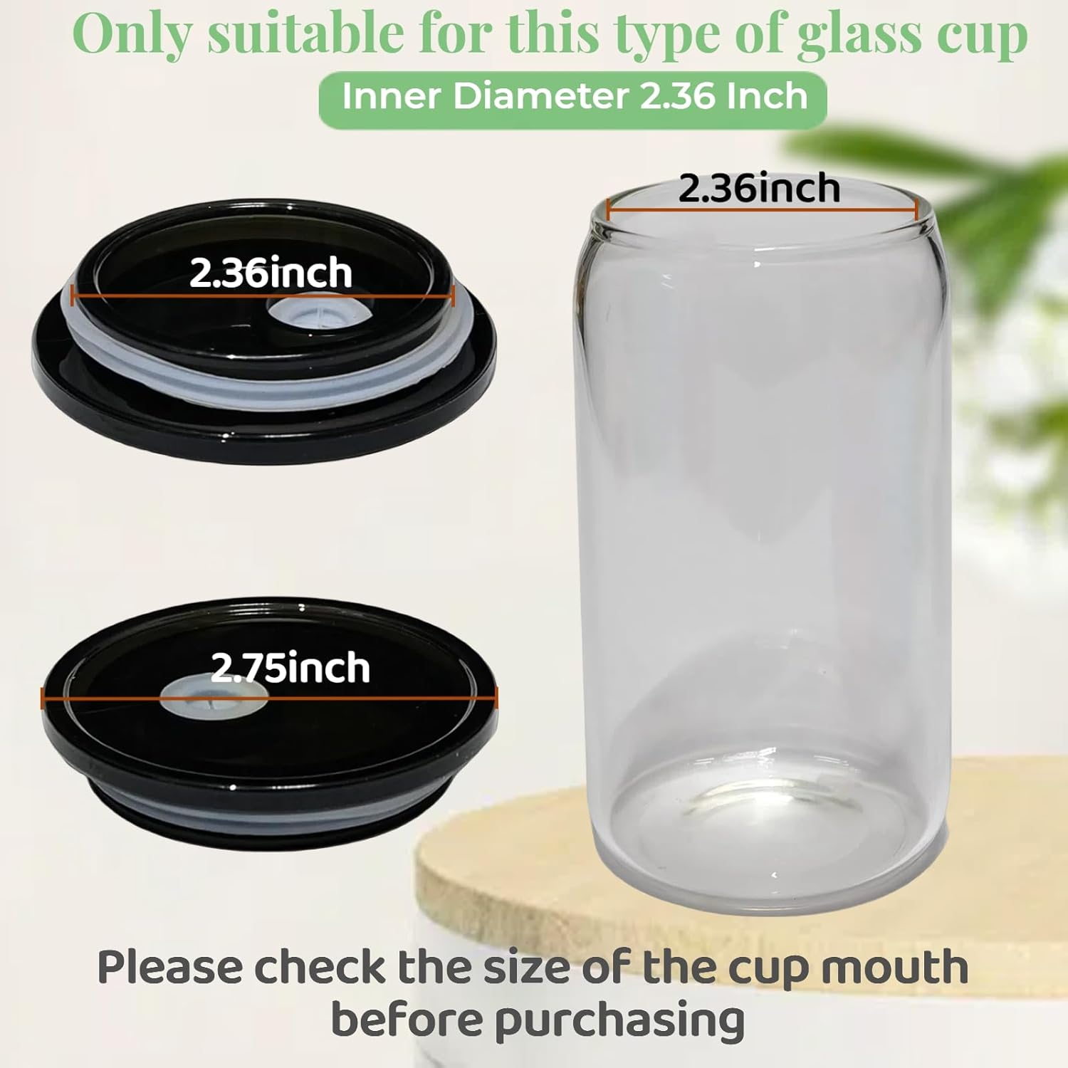 4 Pack Acrylic Lids for Glass Cups with Bamboo Lids and Straws