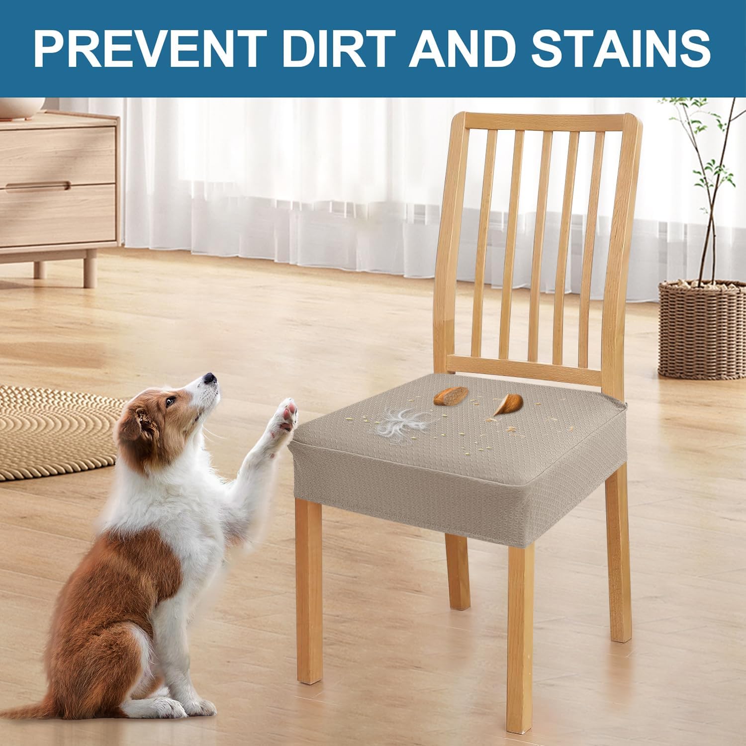 Smiry Waterproof Dining Chair Covers Set of 4 Taupe