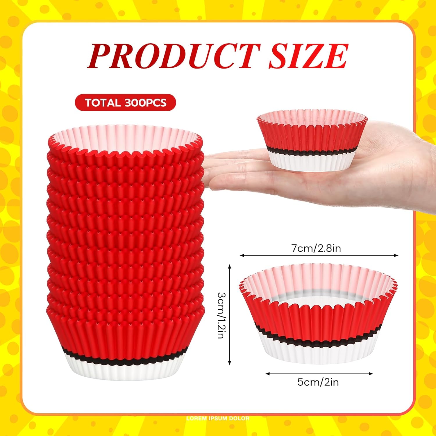 300 Pcs Red White Baking Cupcake Liners for Parties