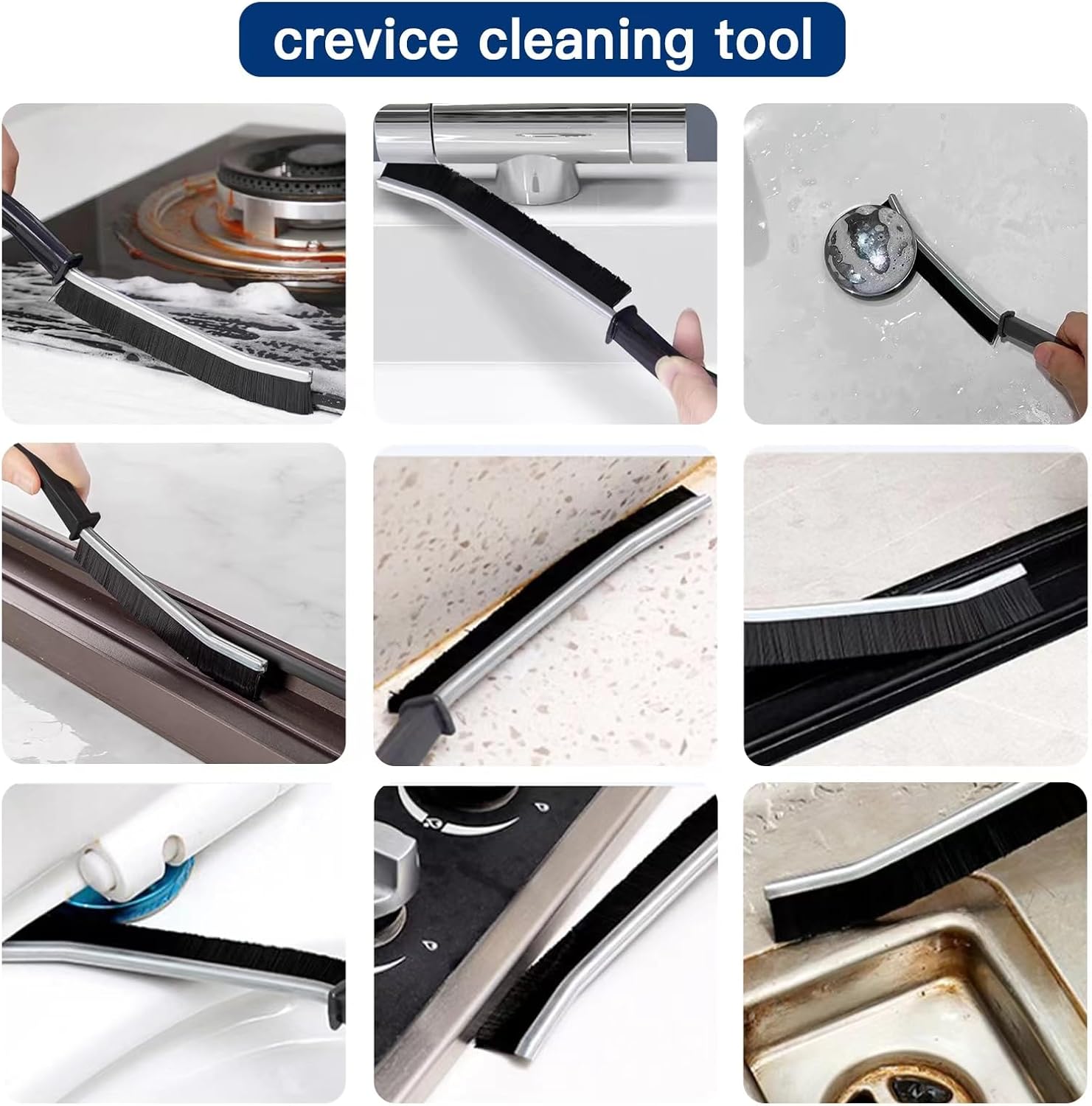 9 PCS Crevice Cleaning Brush Set with Hard Bristles