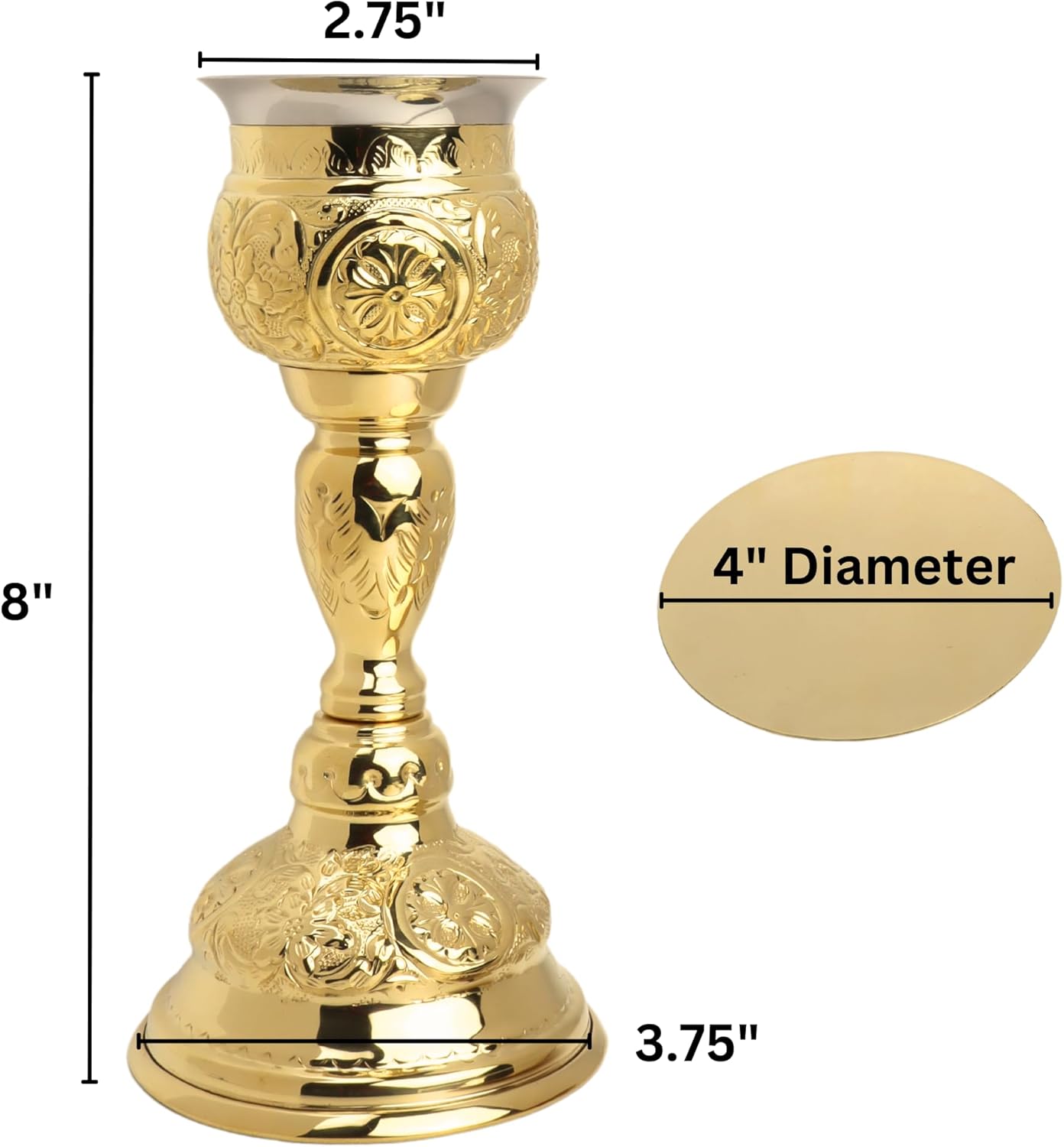 Needzo High Polished Brass Chalice and Paten Set