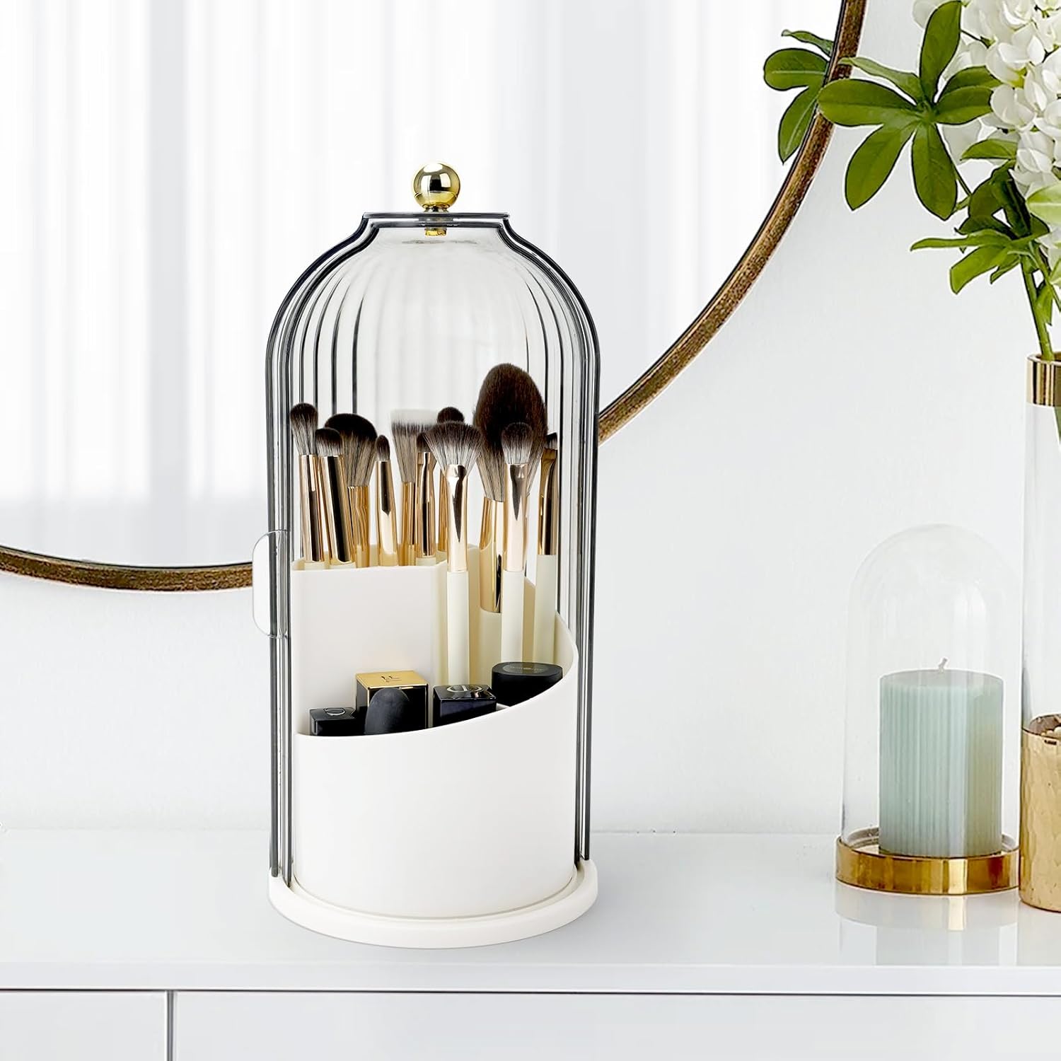 QIYVLOS Toothbrush Holder with Rotating 3 Slots