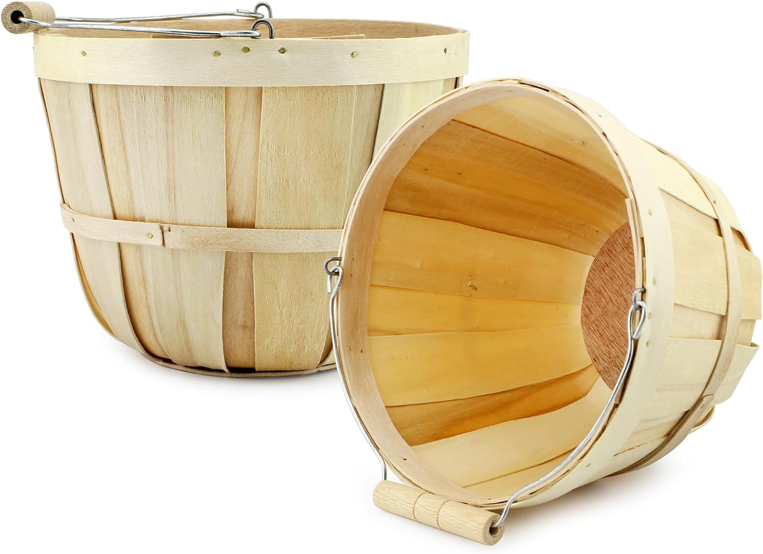 Cornucopia Brands Round Wooden Baskets 2-Pack Natural