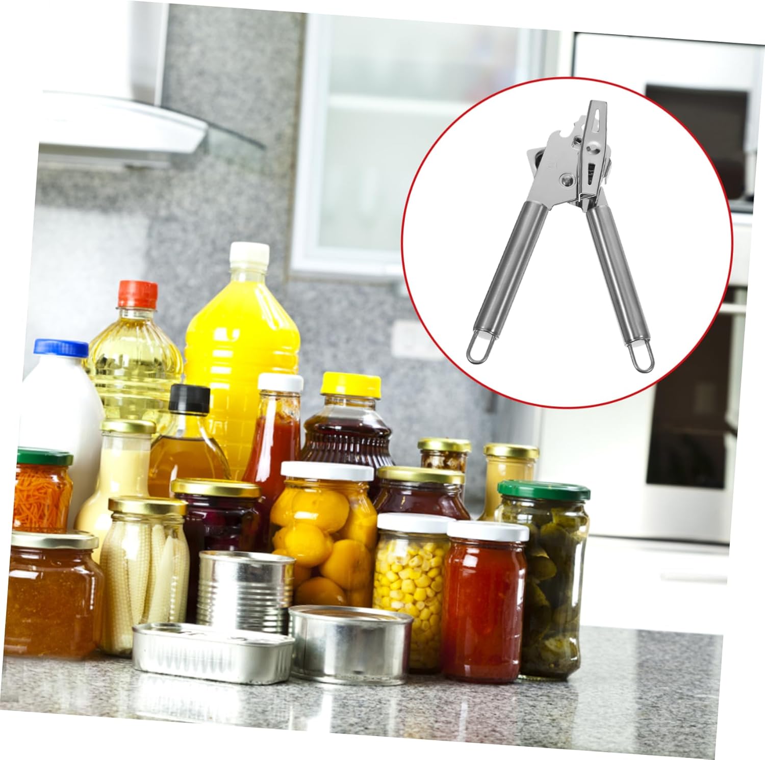 SHOWERORO Manual Can Opener With Lid Lifter Silver