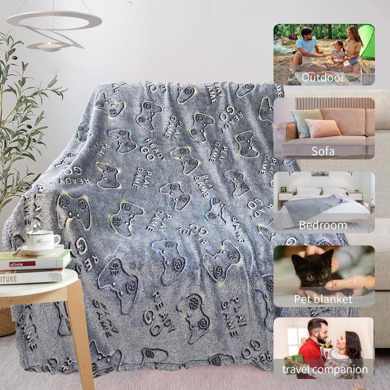 Glow in The Dark Gamer Blanket 50x60