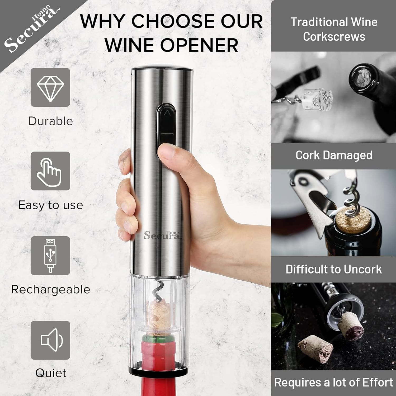 Secura Electric Wine Opener Set 5 in 1