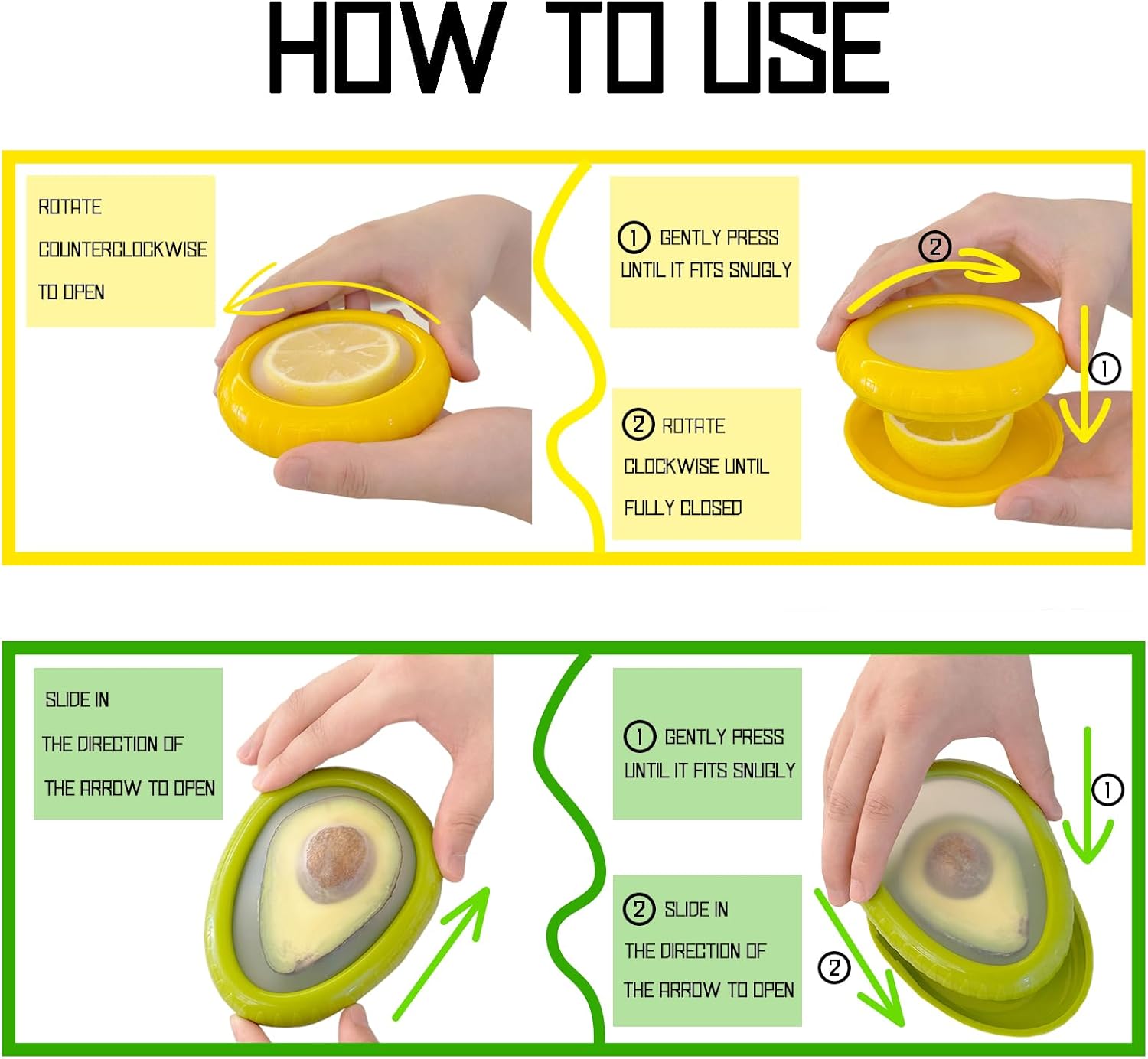 AEKTBY 4-Pack Reusable Avocado Onion Saver Set