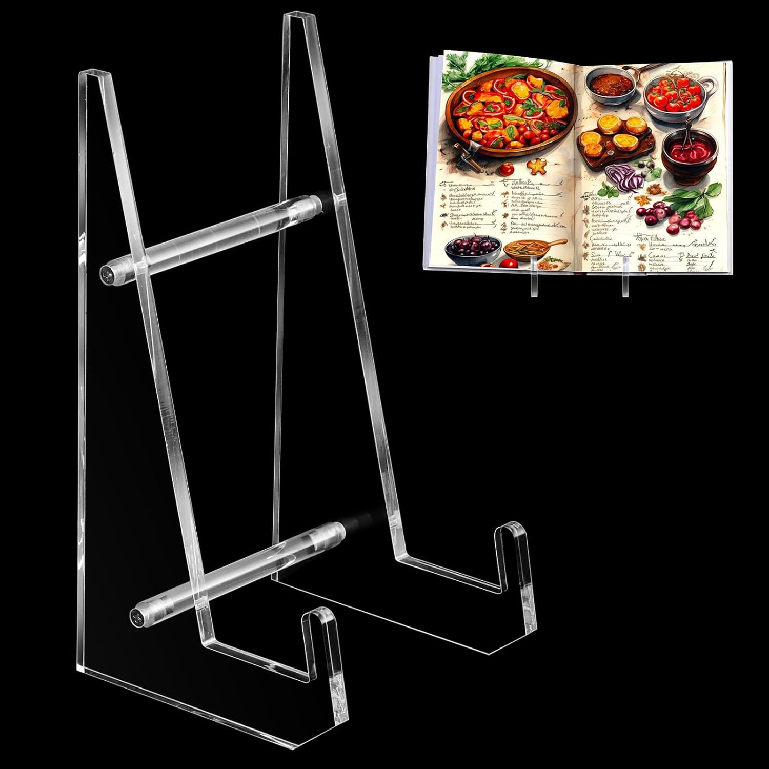 Cinnvoice Acrylic Cookbook Stand for Kitchen Counter Display