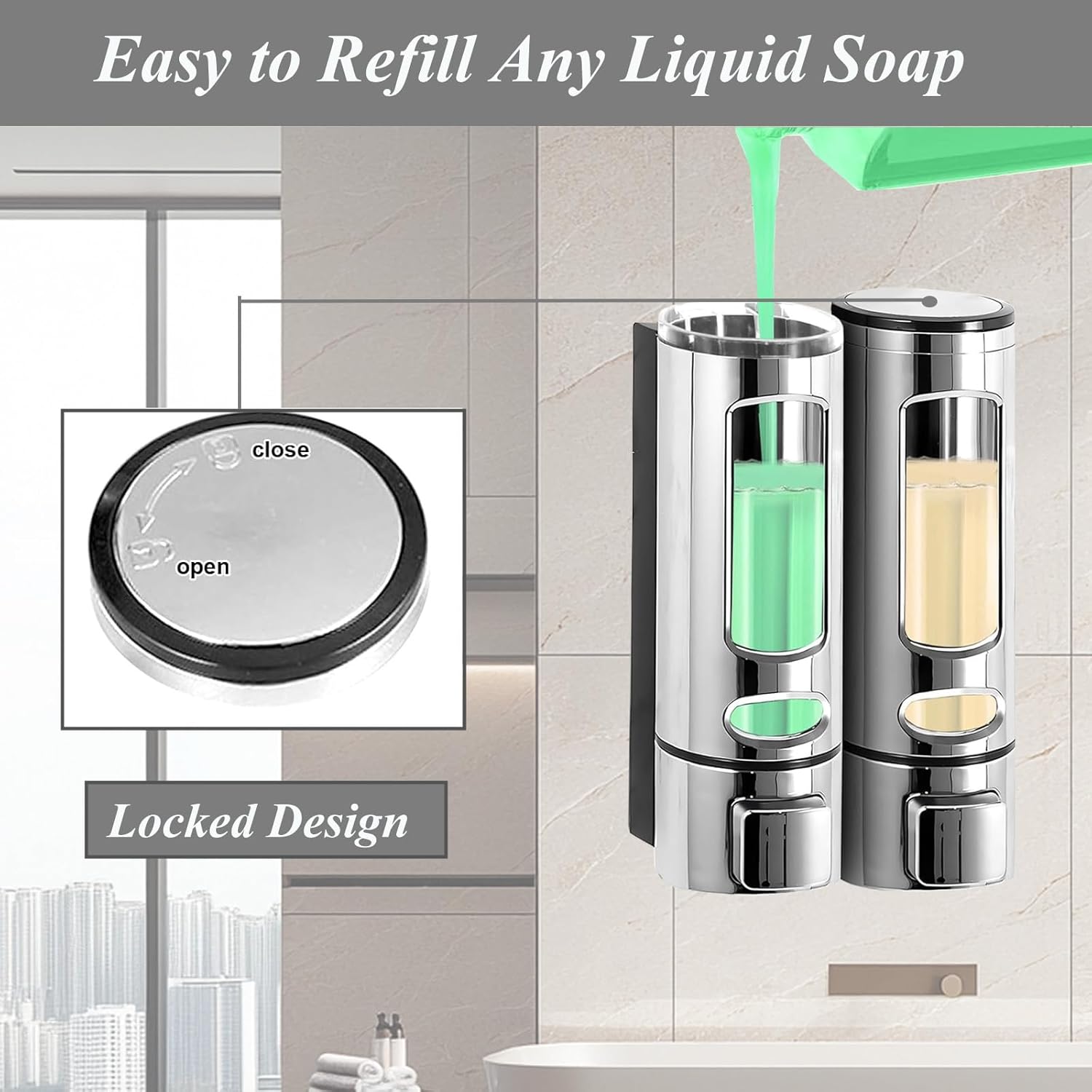 Single Wall Mounted Hand Soap Dispenser 400ml Silver