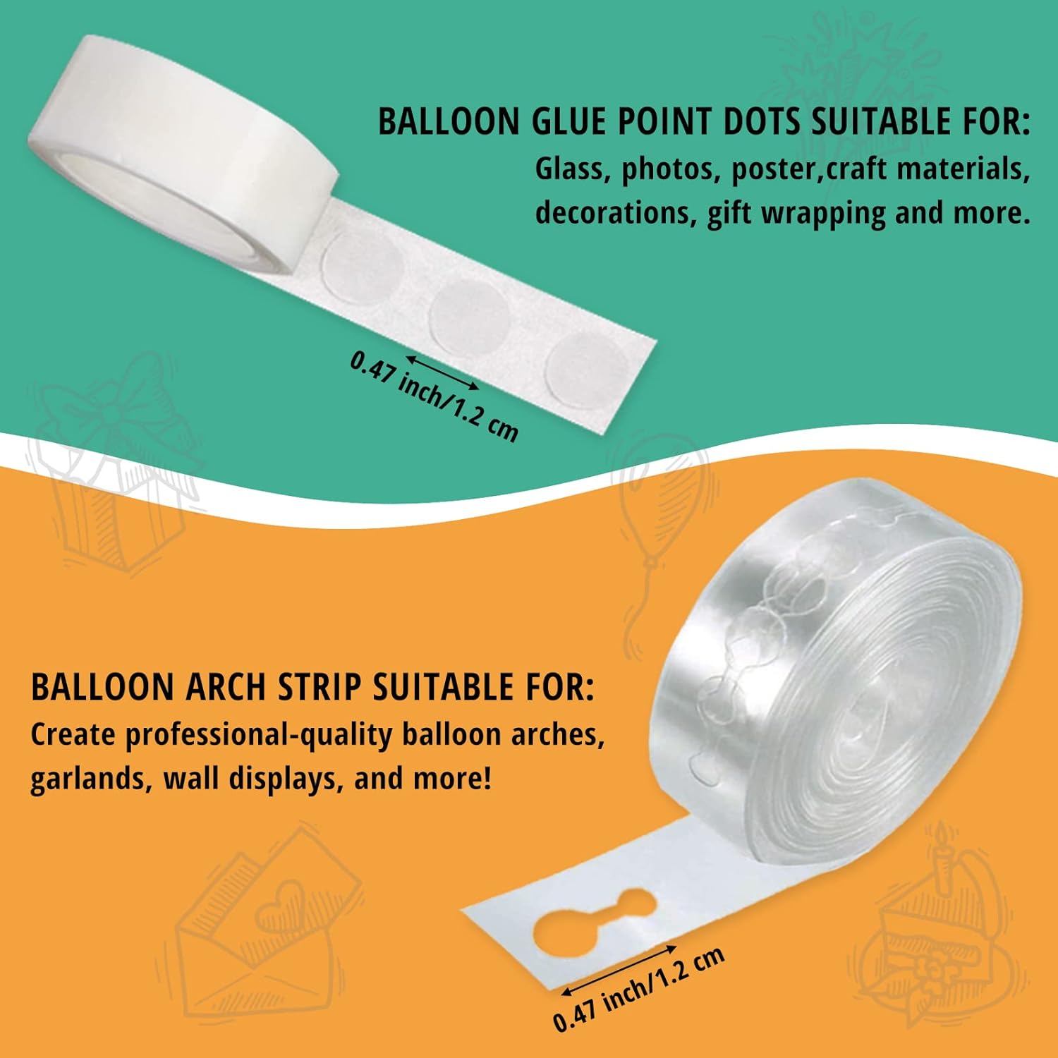 ALLFUN Balloon Arch Kit 82ft DIY Garland with 500Pcs Glue Dots Tape