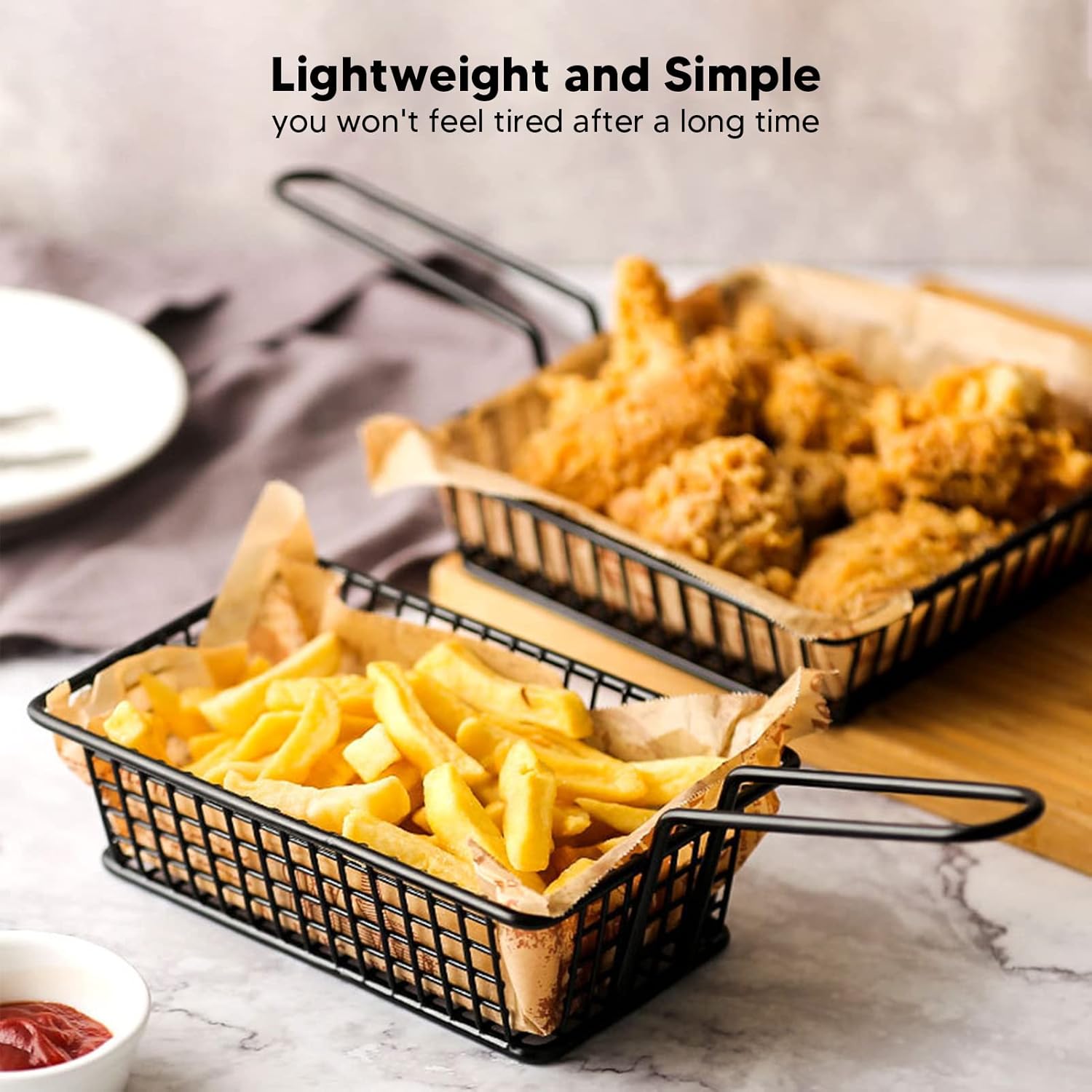 Tnfeeon Stainless Steel French Fry Holder with Handle