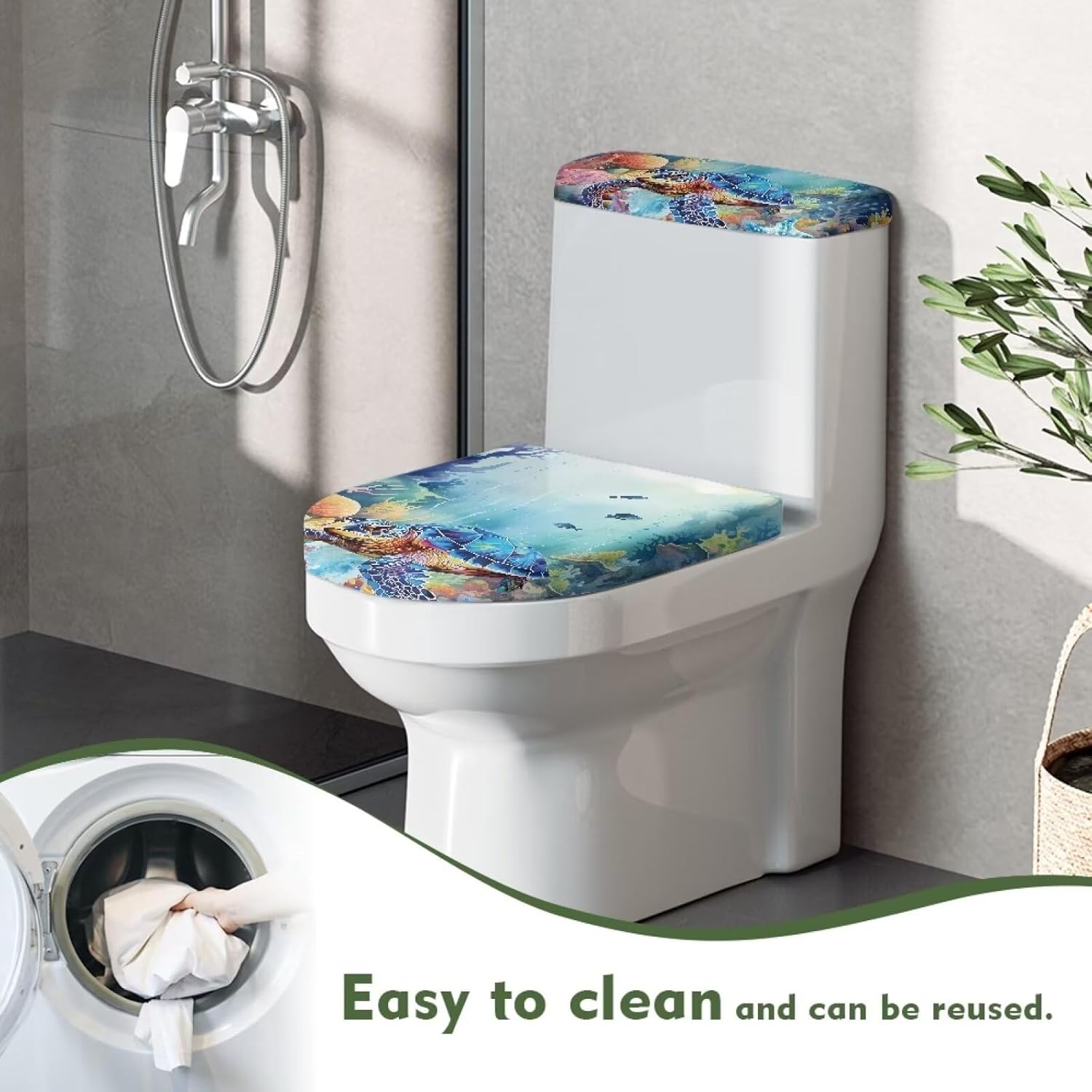 Sea Turtle Toilet Seat Cover and Tank Lid Cover 2 Set