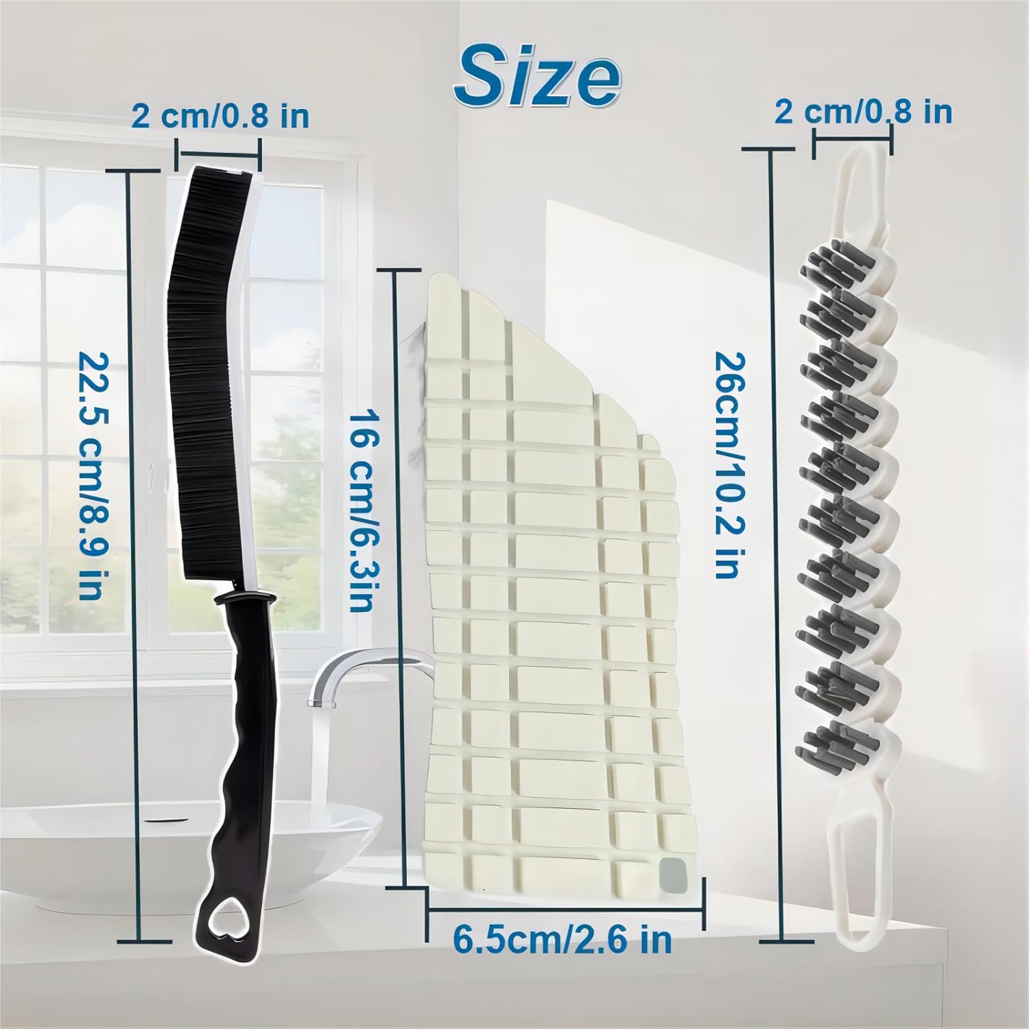 3 Pcs Hard Bristle Crevice Cleaning Brush Set