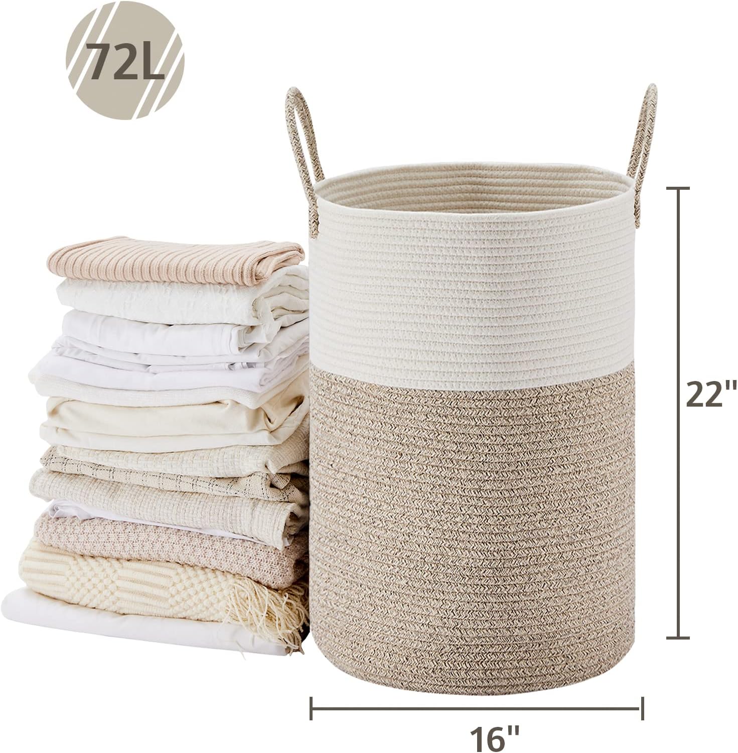 VIPOSCO Large Laundry Hamper with Woven Rope Design