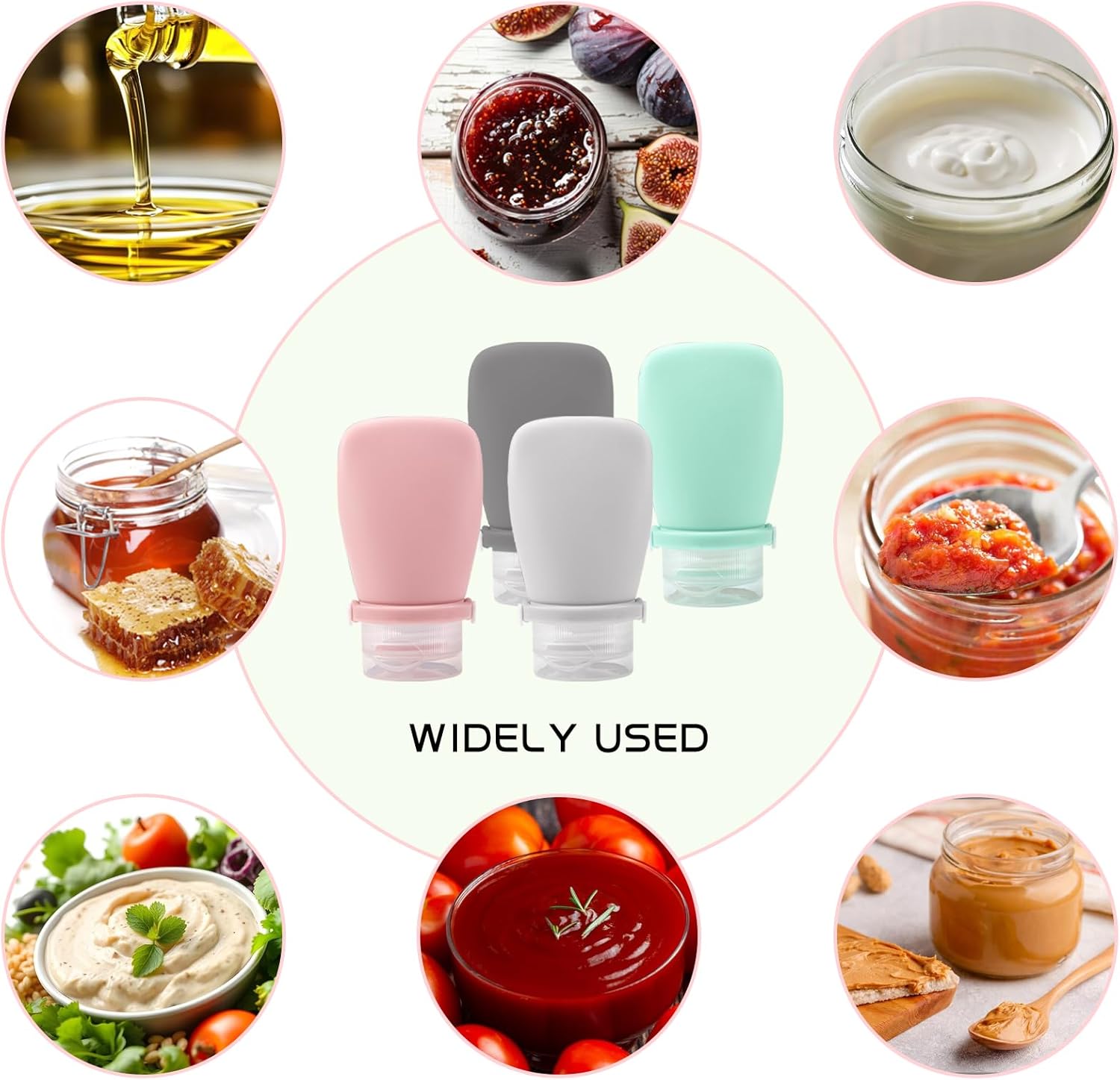 4Pcs Squeeze Salad Dressing Bottles with Bandage and Leakproof Storage