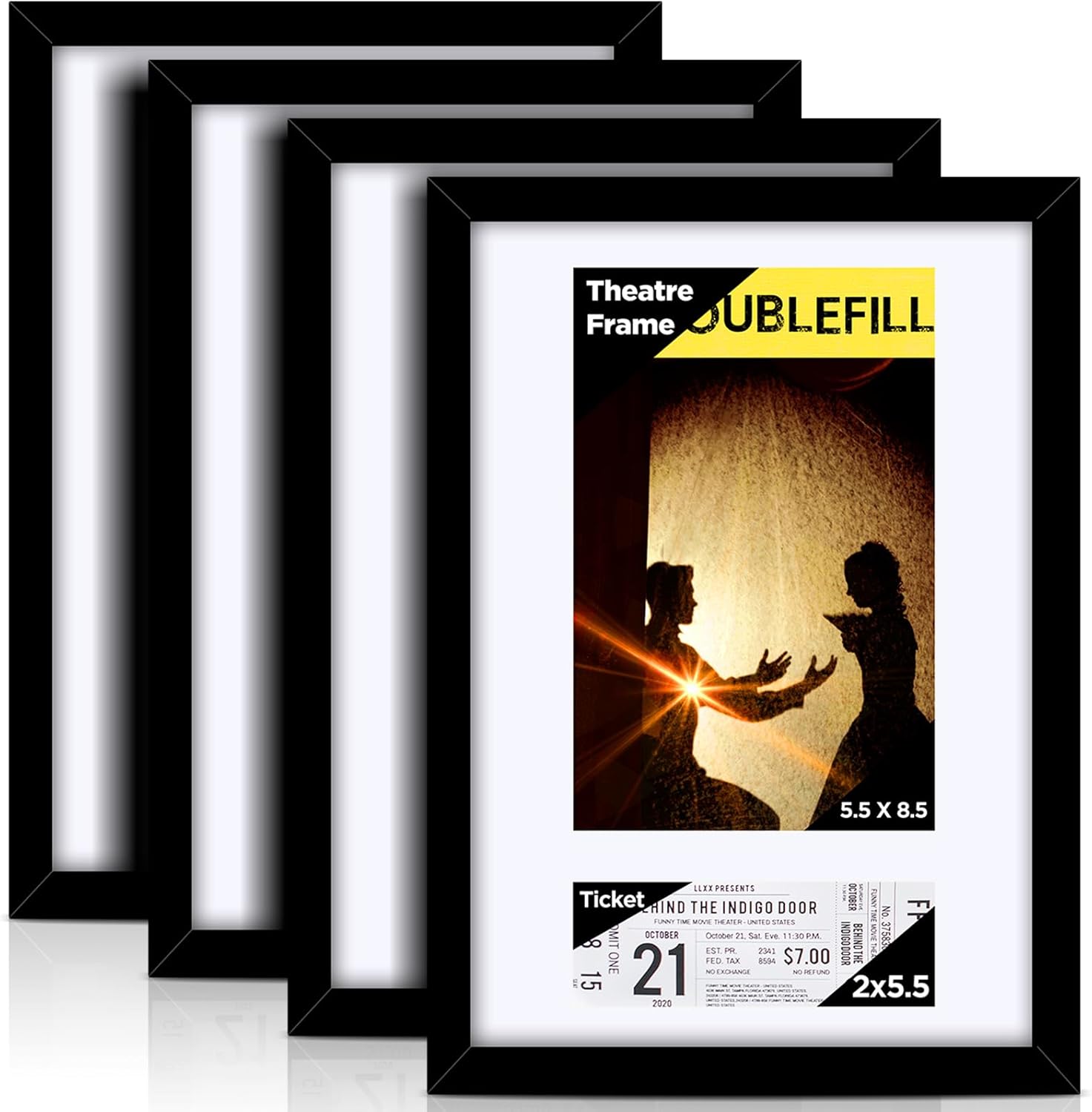 4 Pcs Theatre Bill Frame with Mat and Hanger