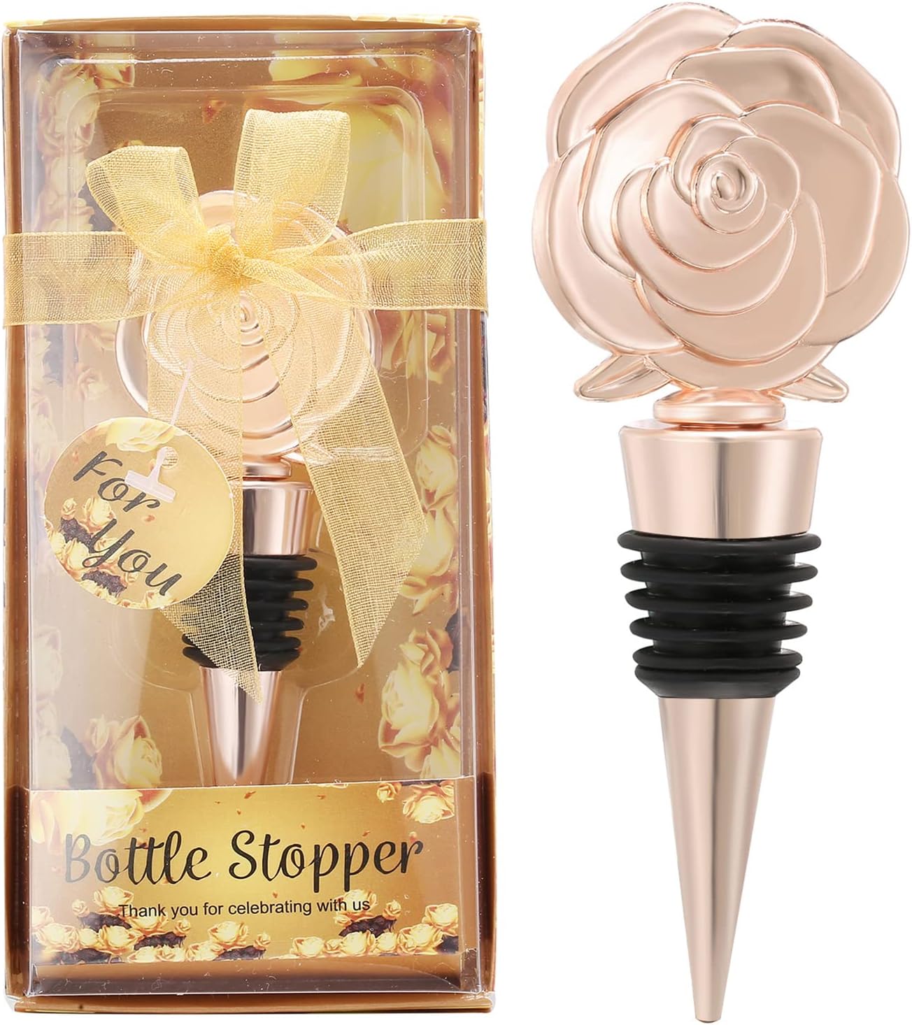 15 pcs Rose Wine Stoppers Wedding Favors
