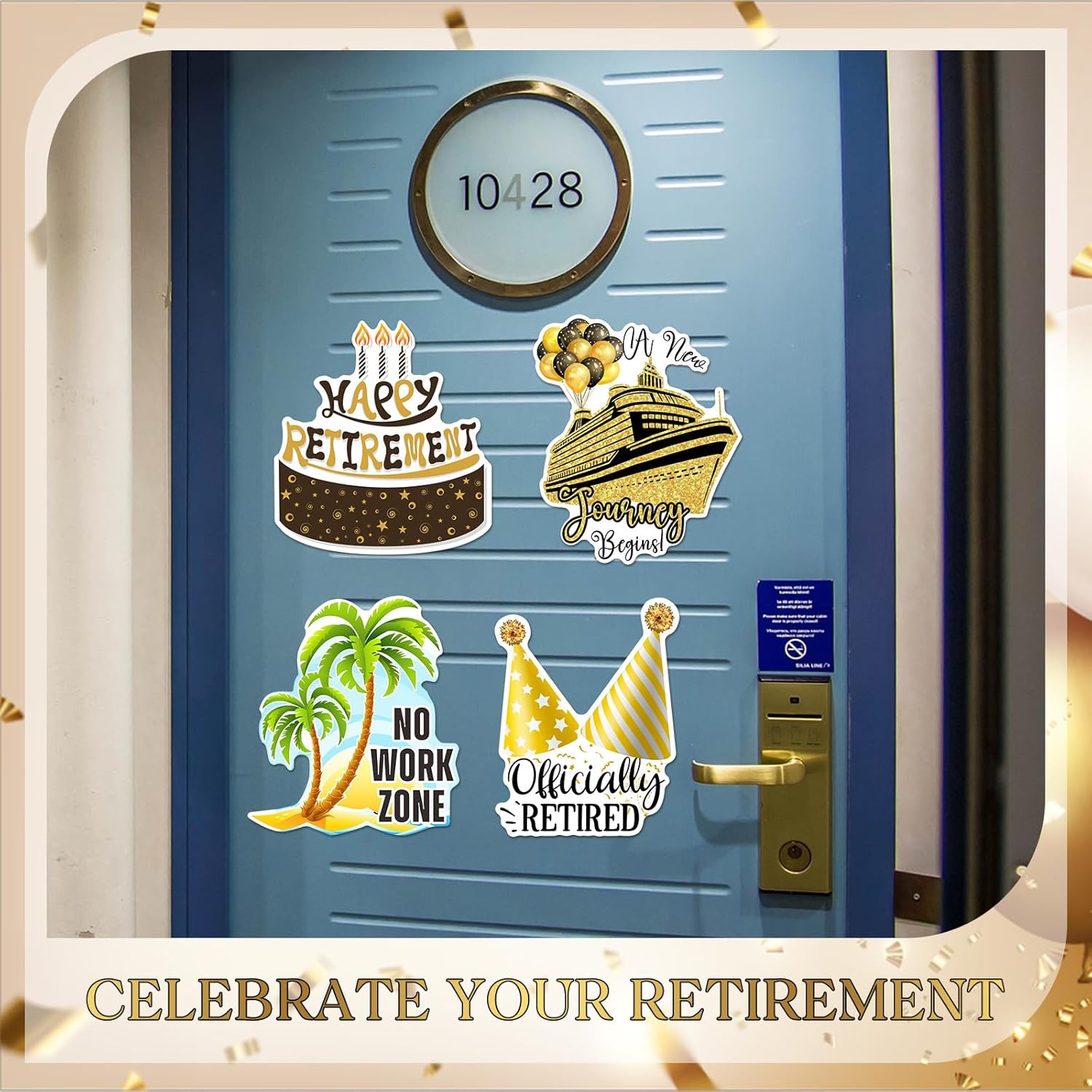 Hoteam 4 Pcs Happy Retirement Cruise Door Magnets