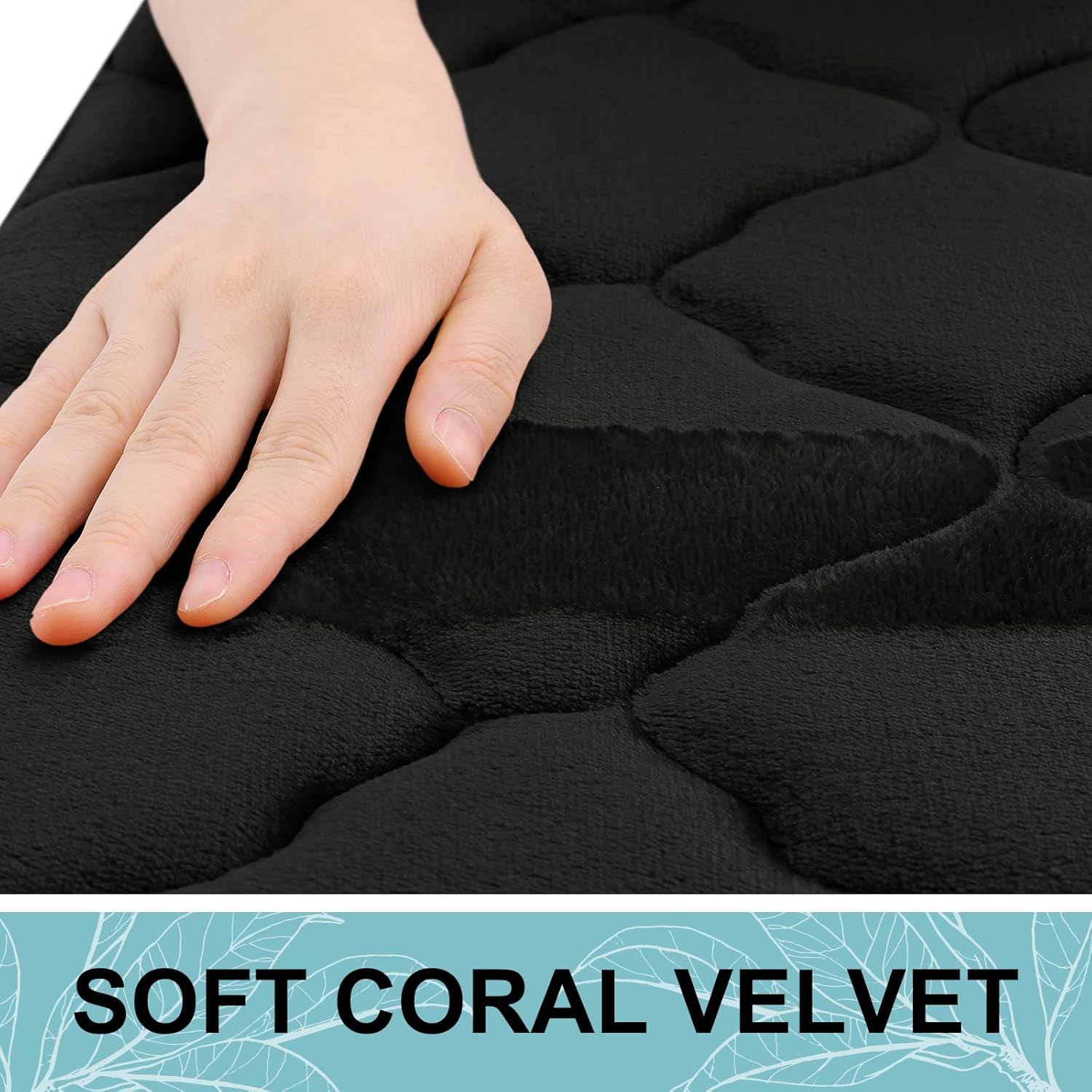 OLANLY Memory Foam Bath Mat Rug 24x16 Black