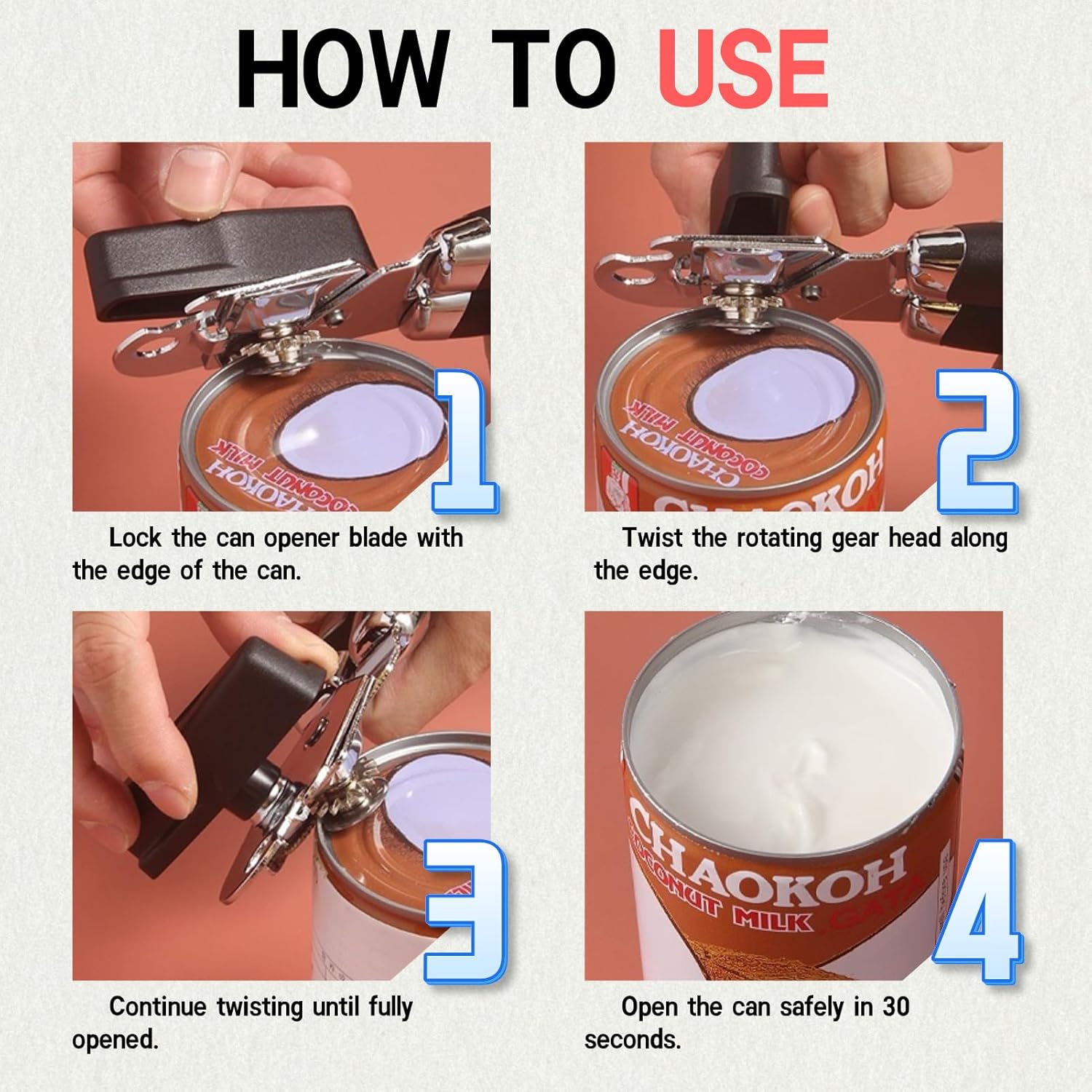 ZKIRON Multi-Can Opener with Magnetic Lid Lifter