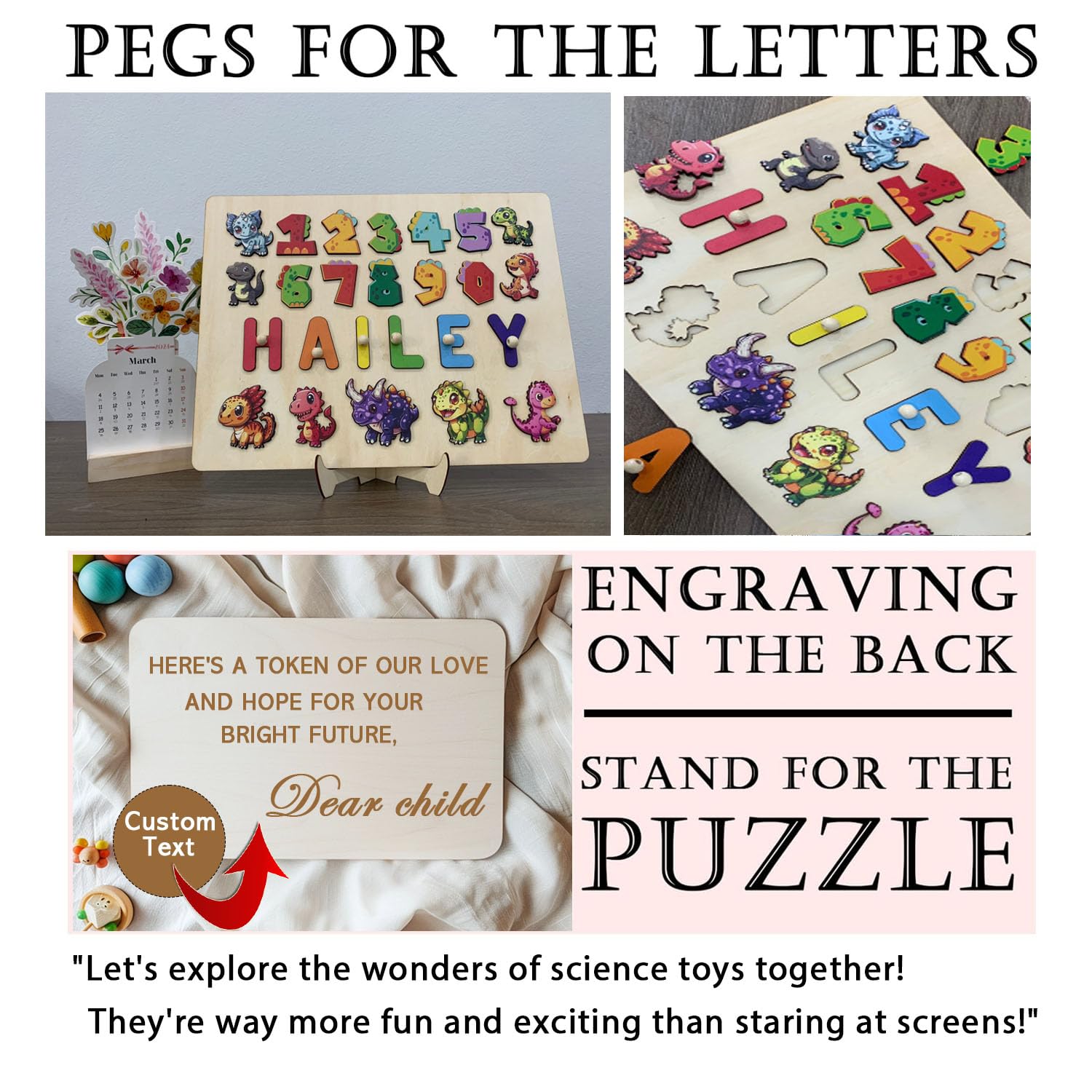 Personalized Wooden Name Puzzle For Kids 1-3