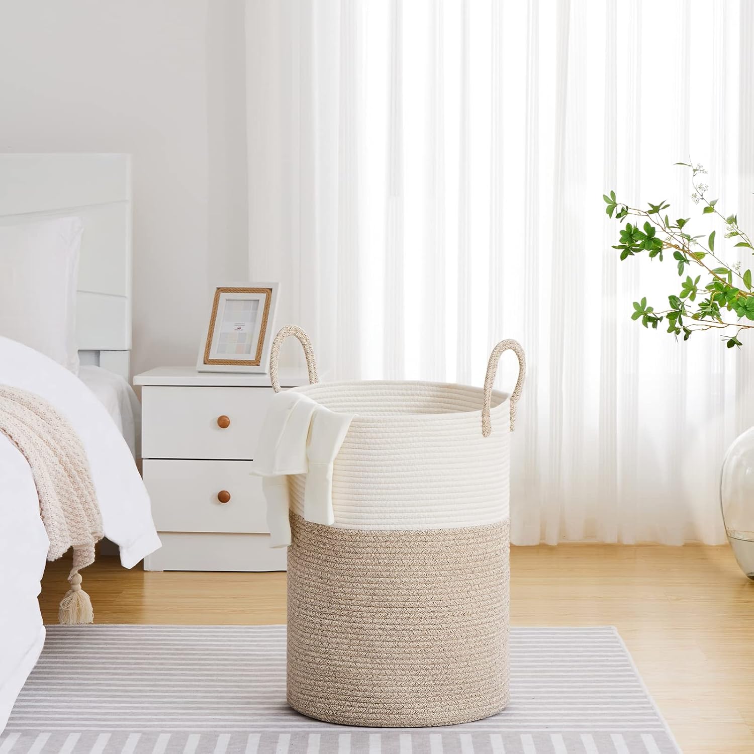 VIPOSCO Large Laundry Hamper with Woven Rope Design