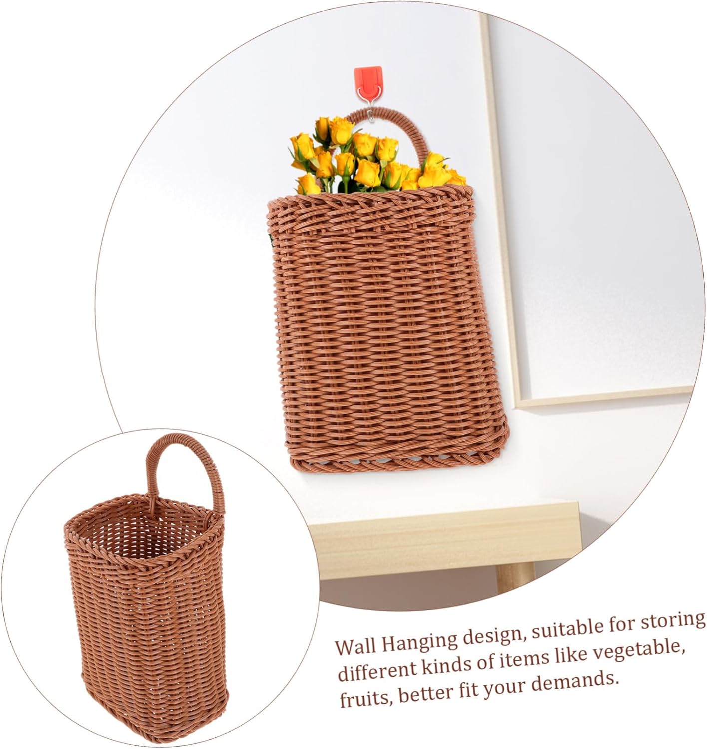 TOPPERFUN Hanging Wall Woven Storage Basket for Kitchen and Living Room