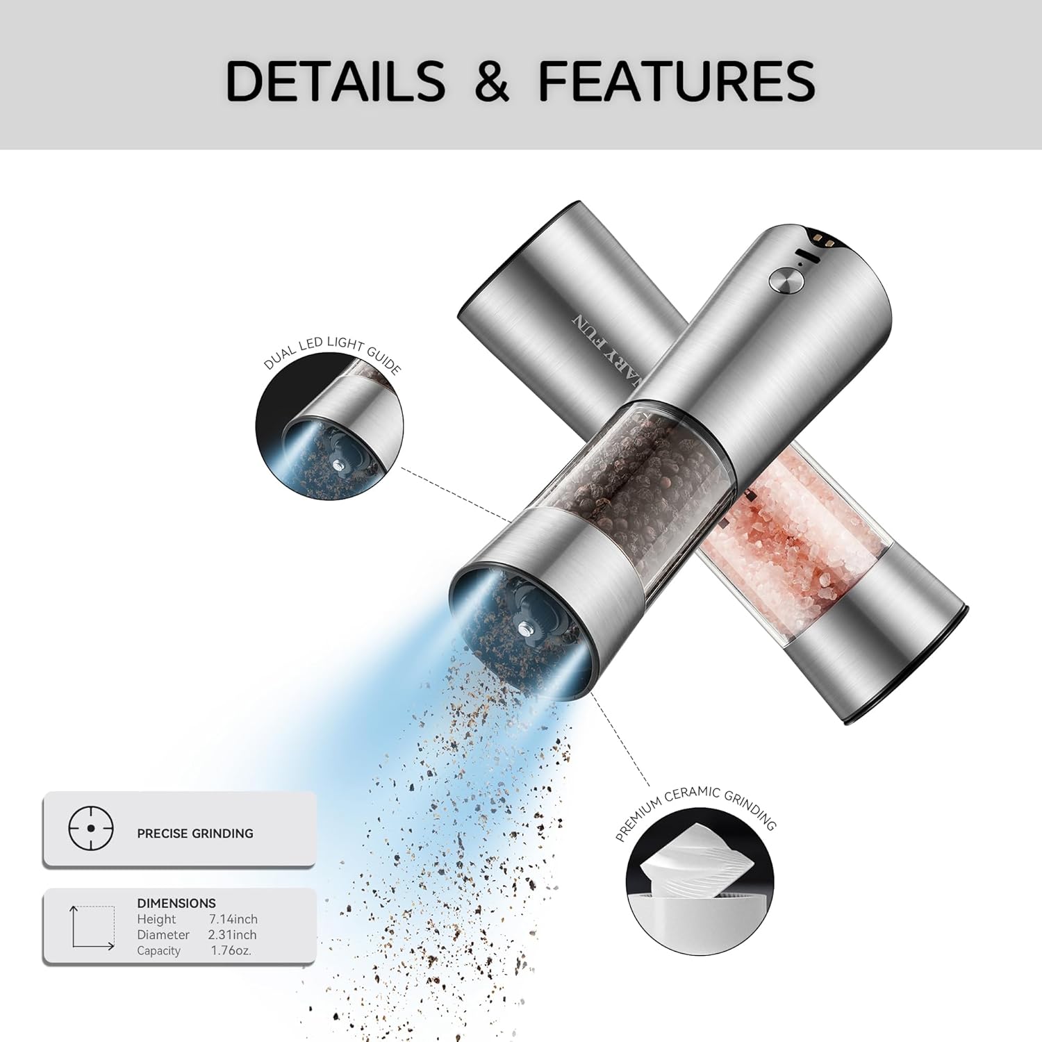 Gravity Electric Salt and Pepper Grinder Set