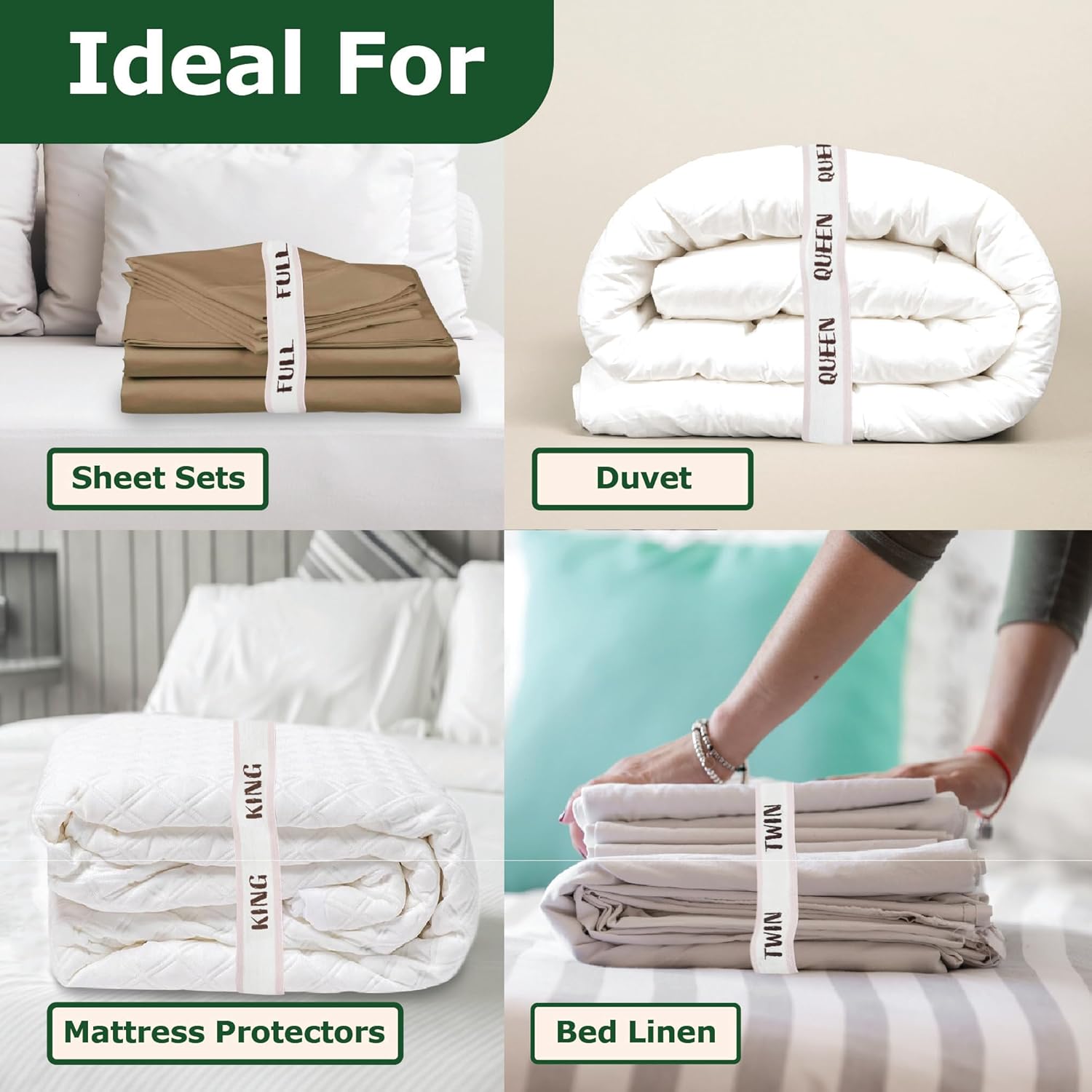 ECOHomes Bed Sheet Organizer Bands 4PCS Cream