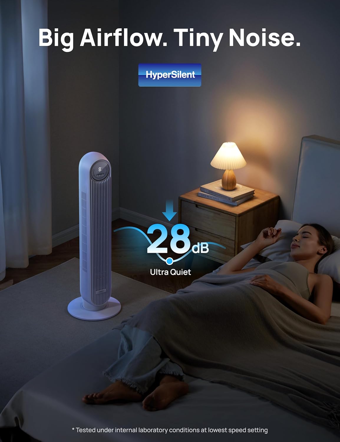 Dreo Tower Fan for Bedroom with 90 Degree Oscillating and 4 Speeds