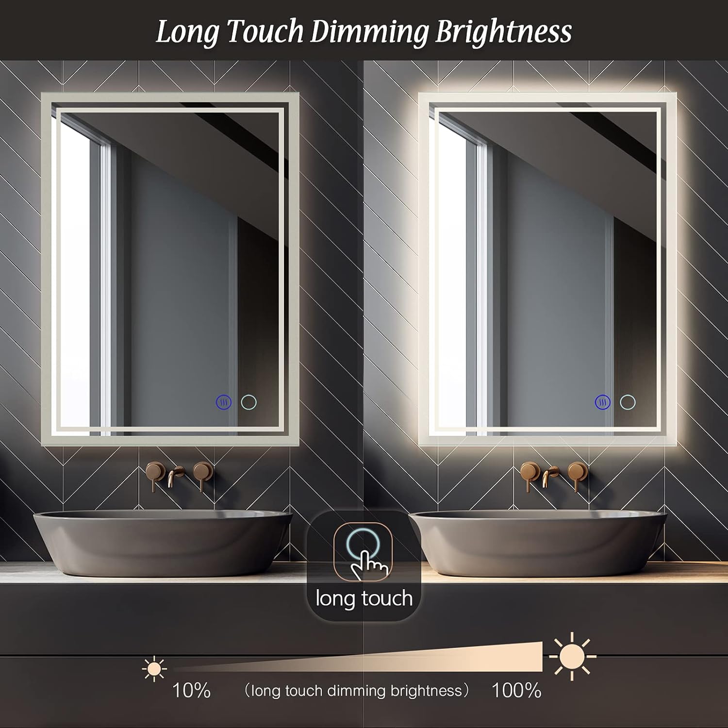 24x32 LED Bathroom Mirror with Anti-Fog and Touch Control