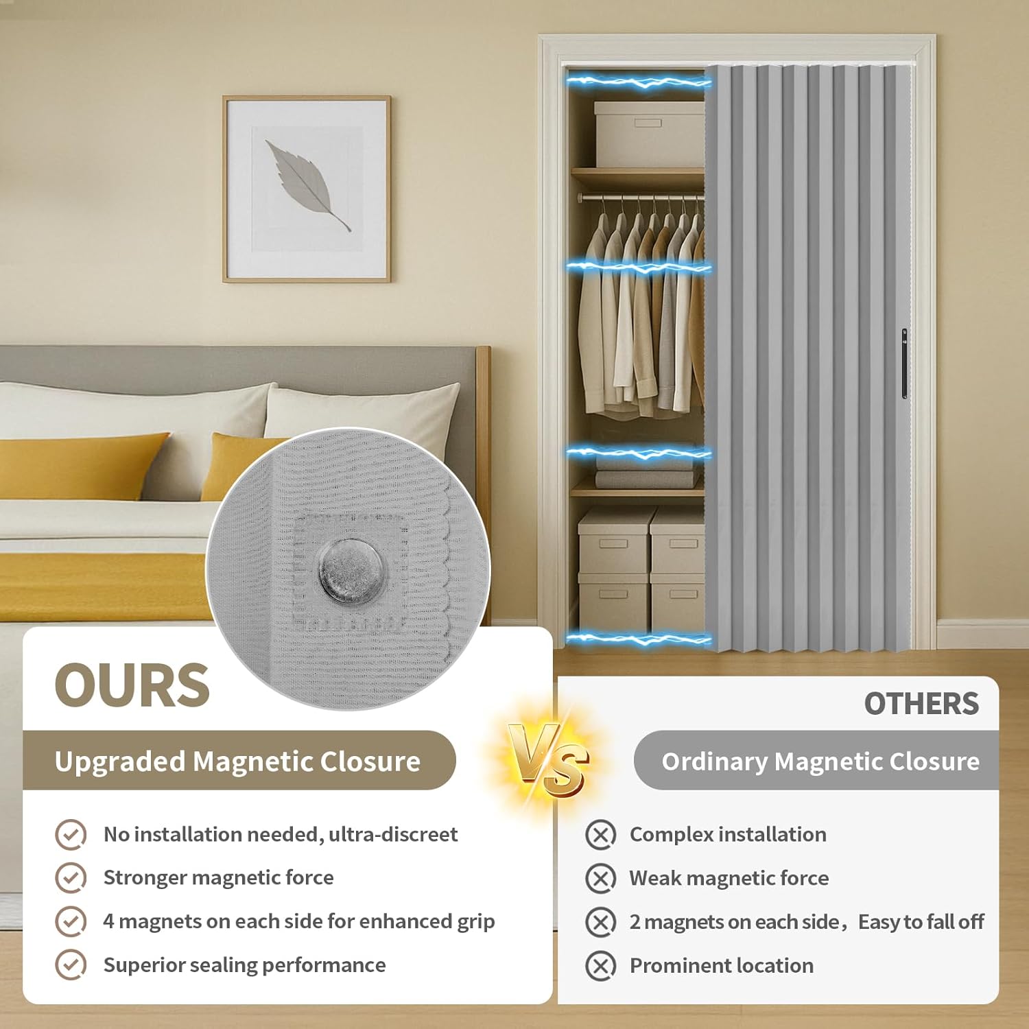 Rinhartex Blackout Accordion Curtain with Track