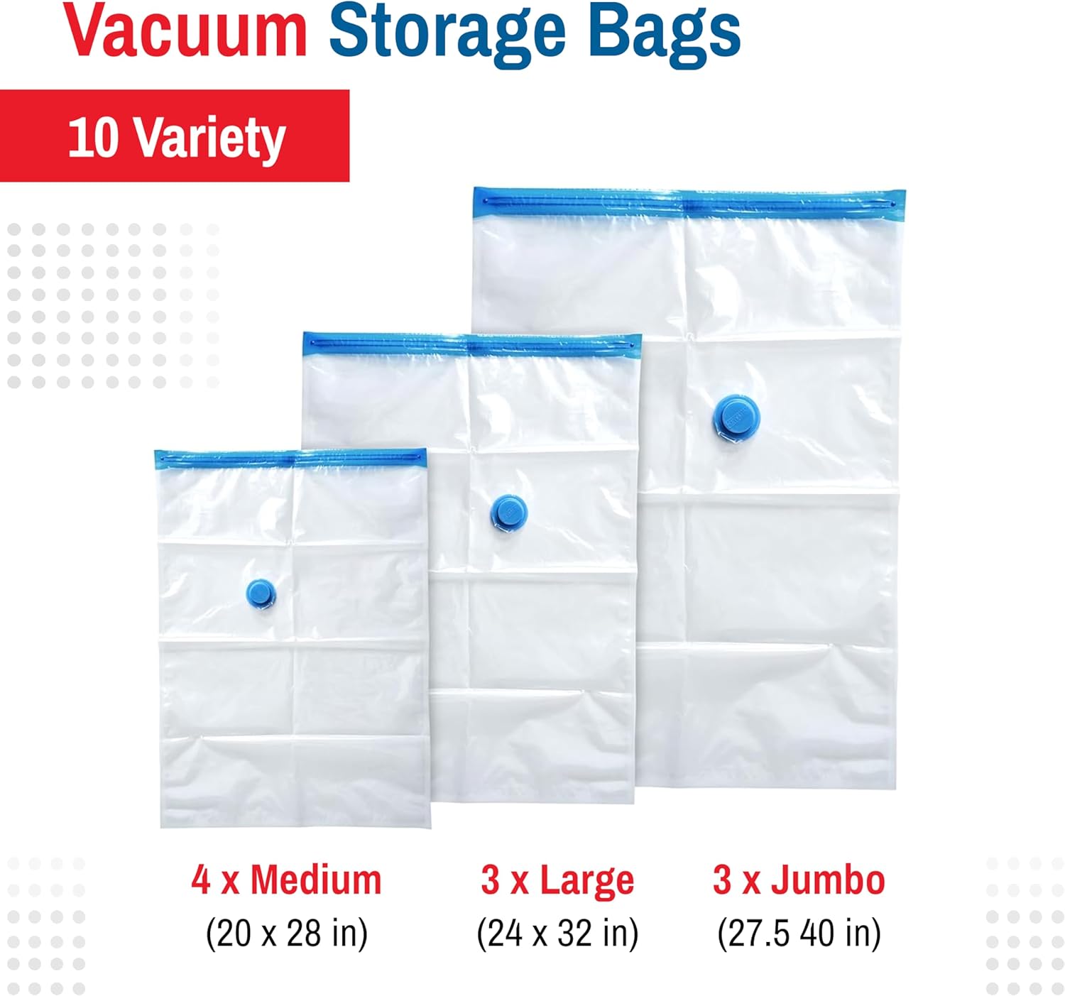 10 Pack Vacuum Storage Bags for Comforters Blankets Clothes