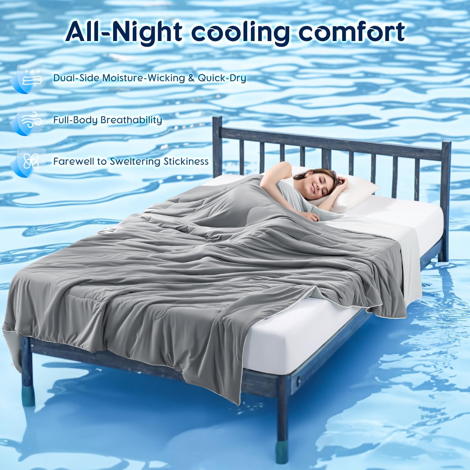 Gehtmnl Cooling Comforter Queen Size 90x90 Mist Light Grey