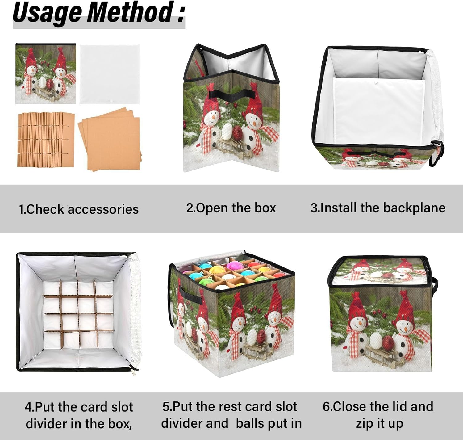 Christmas Snowman Candle Storage Box with Zipper